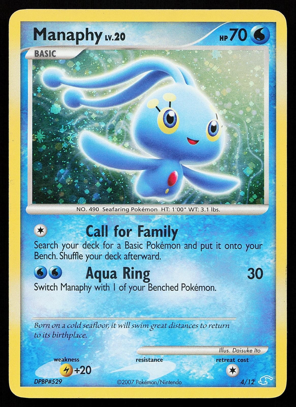 Manaphy 4/12 Holo Common DP Trainer Kit Pokemon Card