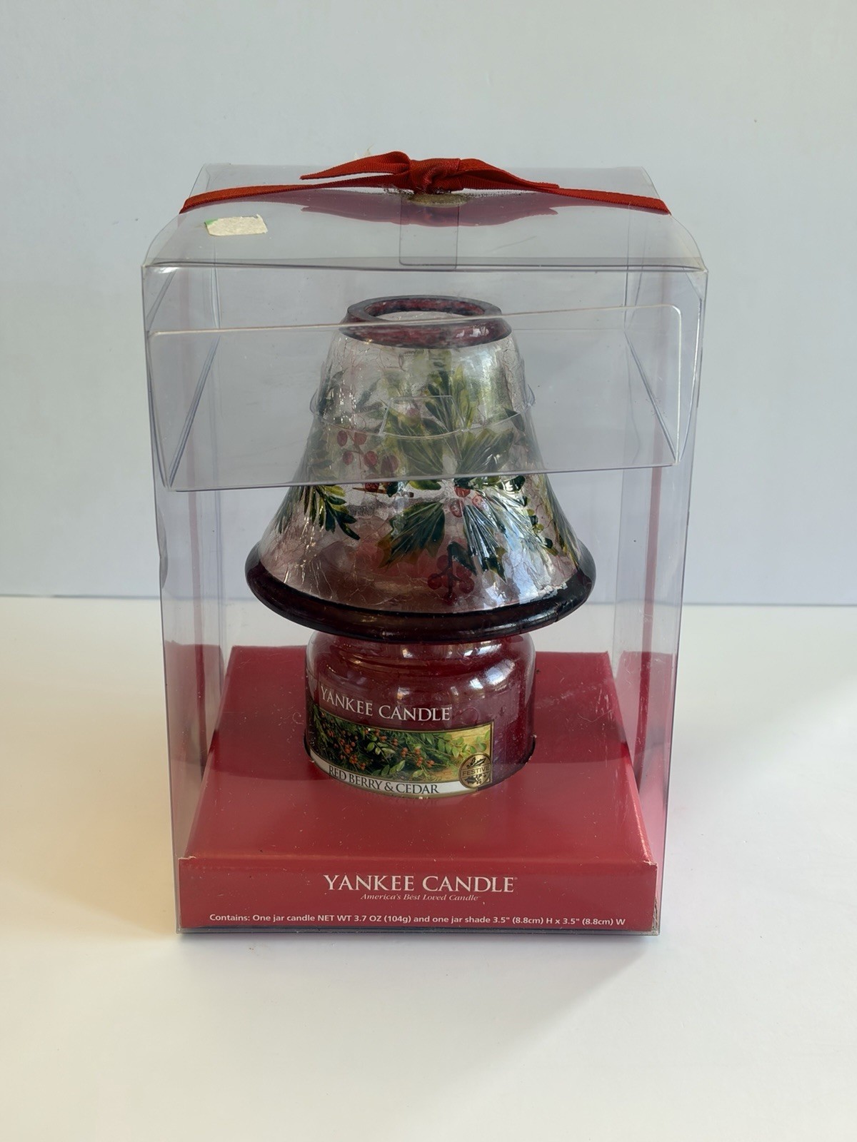 Vintage 2009 Yankee Candle Red Berry Cedar Jar Gift Set Shade