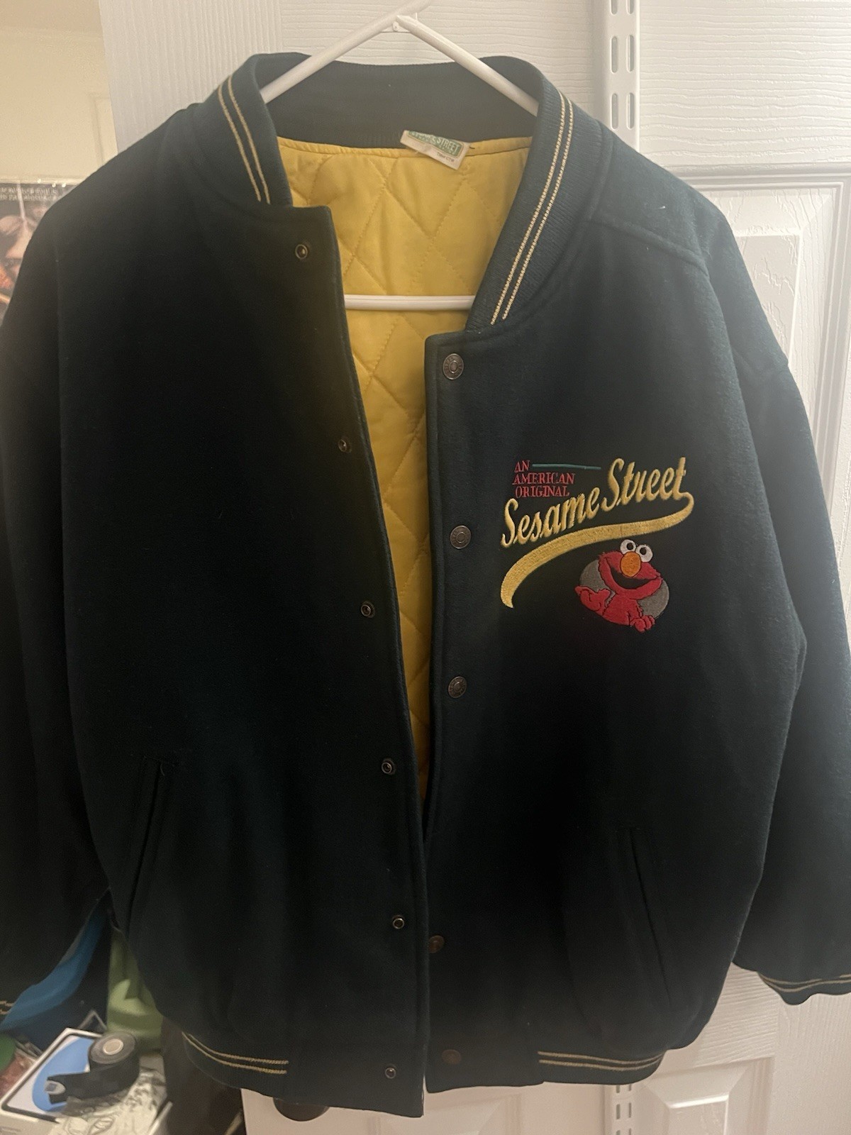 Vintage Sesame Street Varsity Green Jacket See Measurements Rare Cartoon