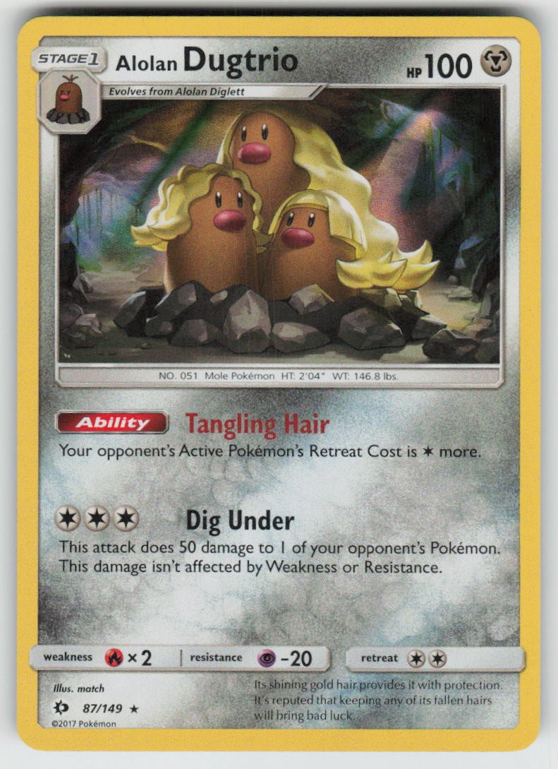 Holo Alolan Dugtrio 87/149 Holo Rare SM Base Set Near Mint
