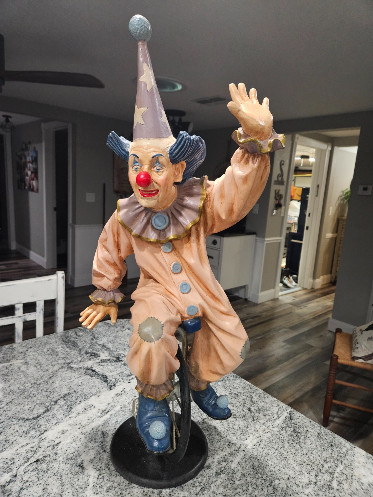 Vintage Jun Asilo Signed 1956 Clown Riding a Unicycle 29.5\