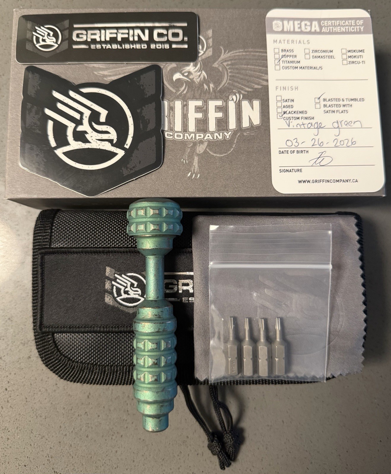 Griffin Co Omega Bit Driver - Vintage Green Titanium Griffin Co Omega Bit Driver - Vintage Green Titanium
