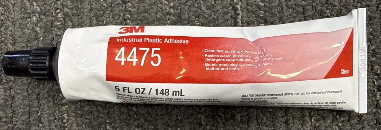 3M Industrial Plastic Adhesive 4475, Clear, 5 Oz Tube, Dries Quickly
