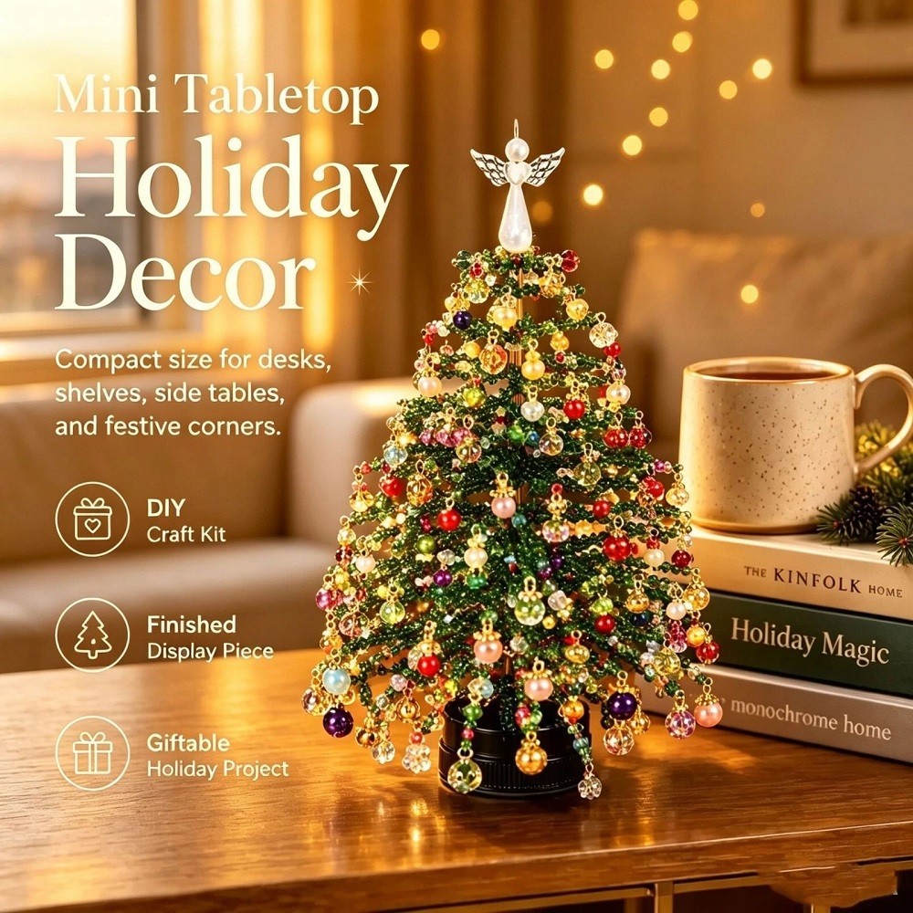 DIY Beaded Christmas Tree Kit for Adults,Handmade Tabletop Christmas Decor Gifts