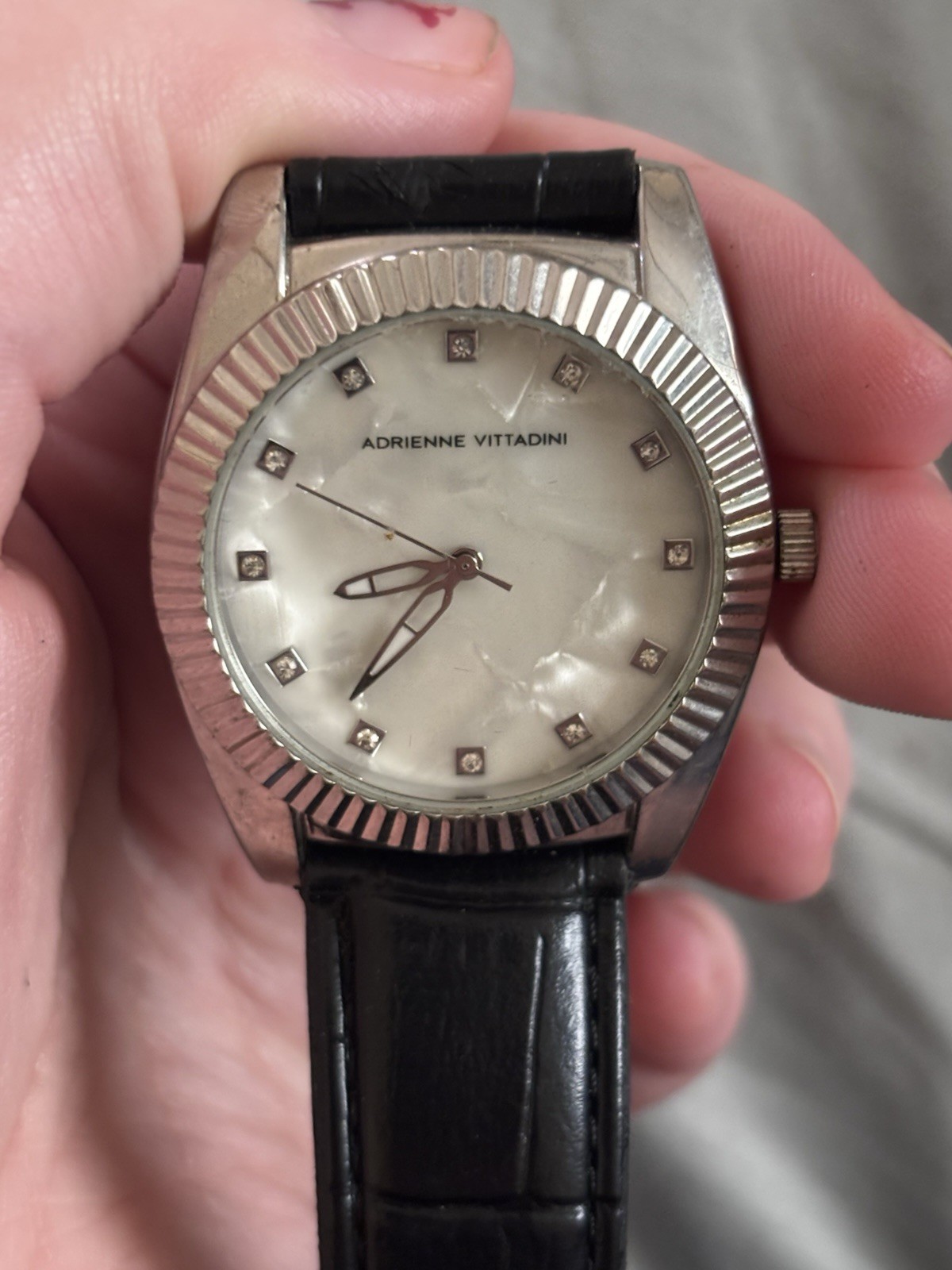Adrienne Vittadini women's quartz wristwatch featuring a distinctive fluted Bez