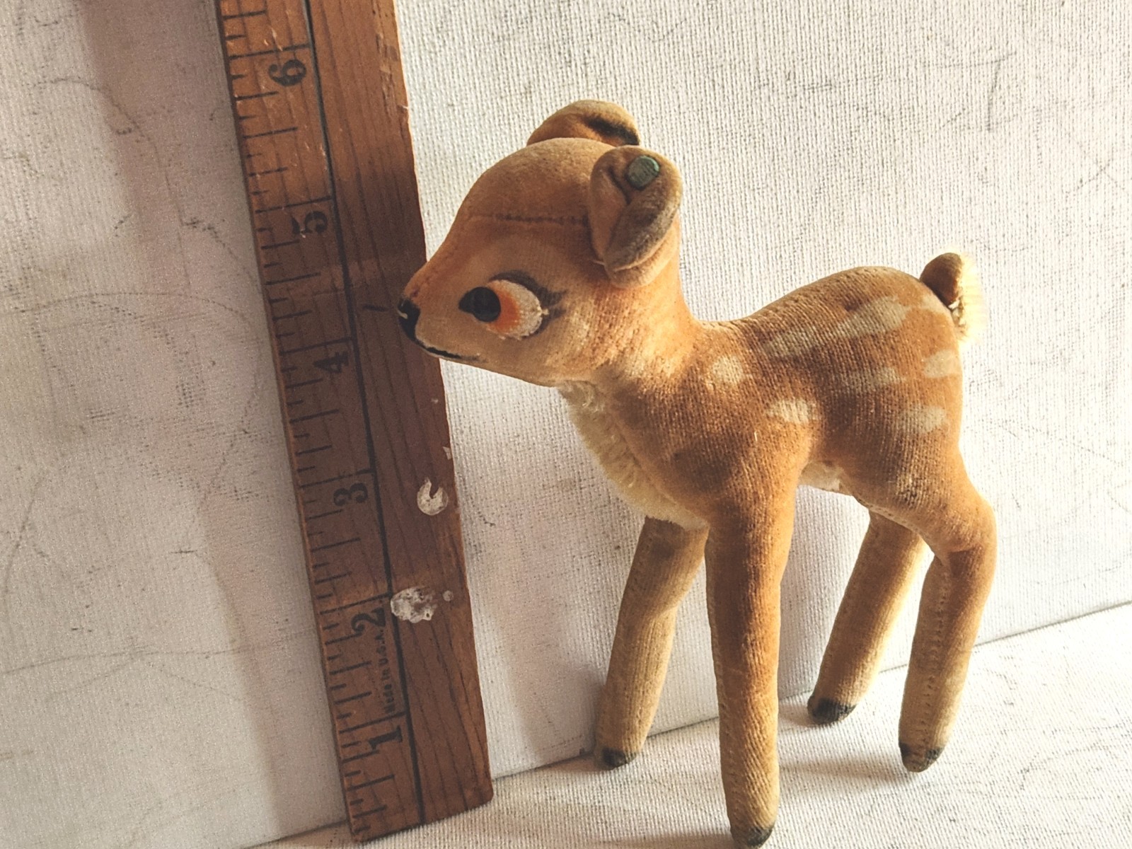 Steiff Bambi Disney Fawn Deer 1960s Velvet  VINTAGE.  ORIGINAL BUTTON. Very Nice