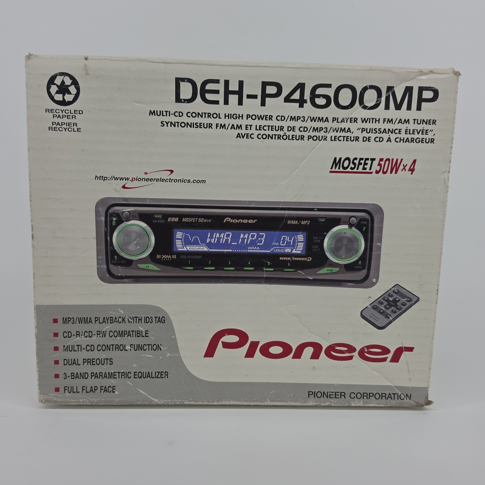 PIONEER BLUETOOTH CAR AUDIO STEREO CD OLD SCHOOL DEH-P4600MP EQ SUB VINTAGE RARE