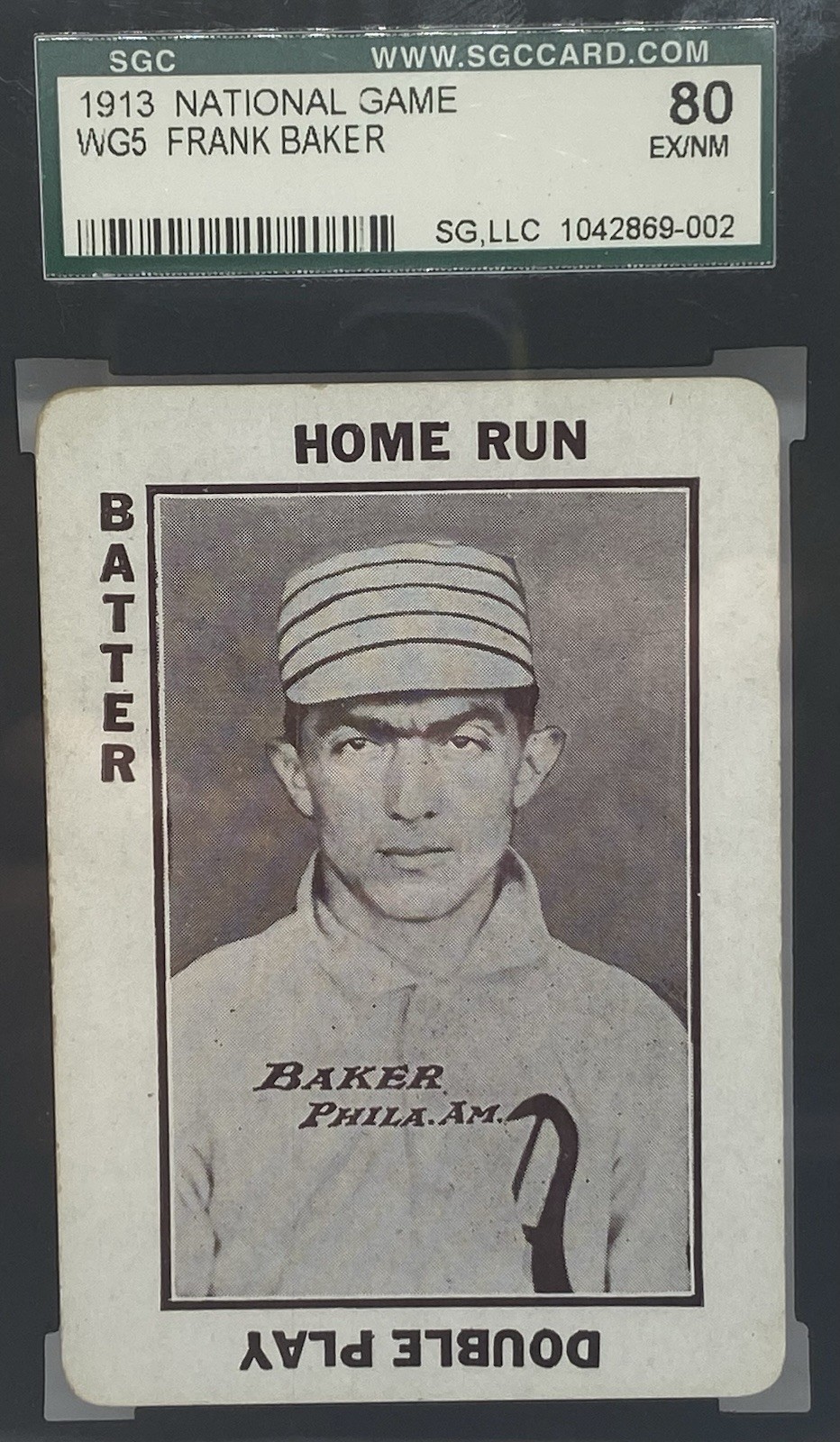 1913 National Game WG5 Frank Homerun Baker SGC 80 EX/NM