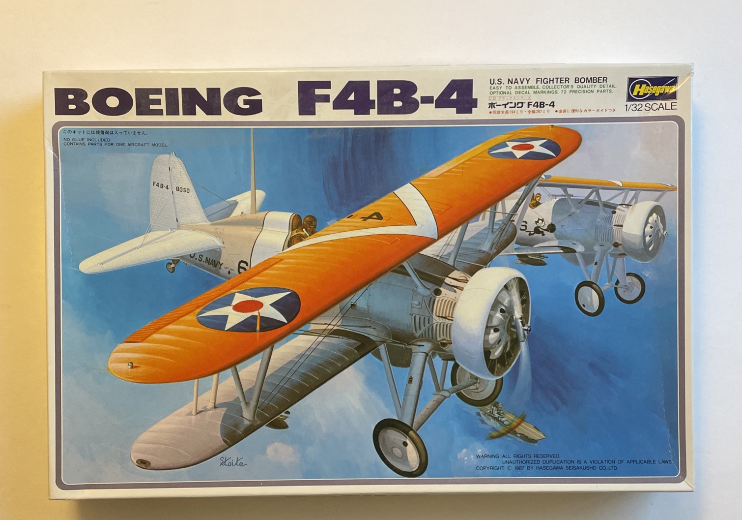 Hasegawa Series 07, 1/32nd Scale Boeing F4B-4 USN Fighter/Bomber, Parts Sealed