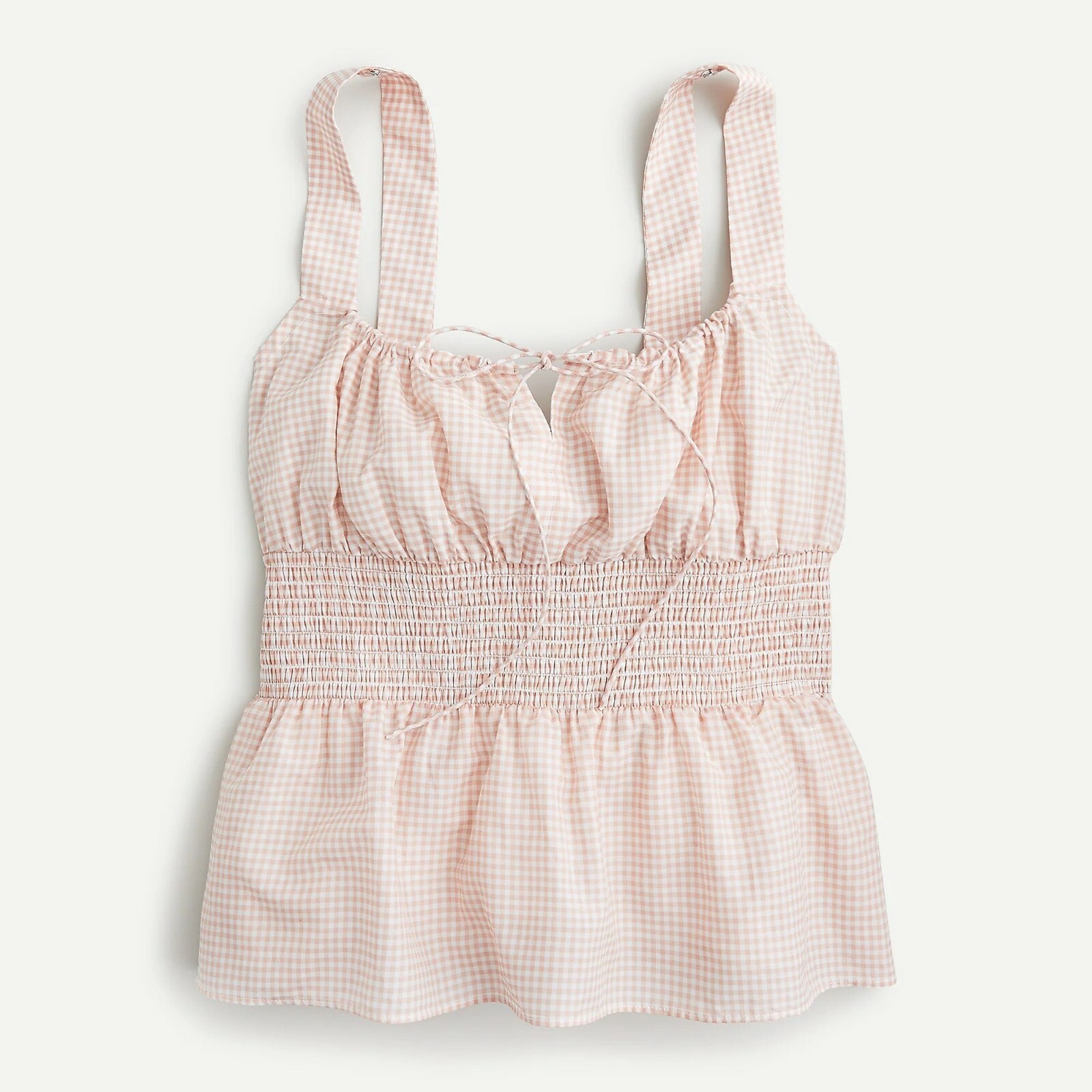NWT J CREW Cotton Silk Gingham Smocked Waist Tank Cami Top Sz M