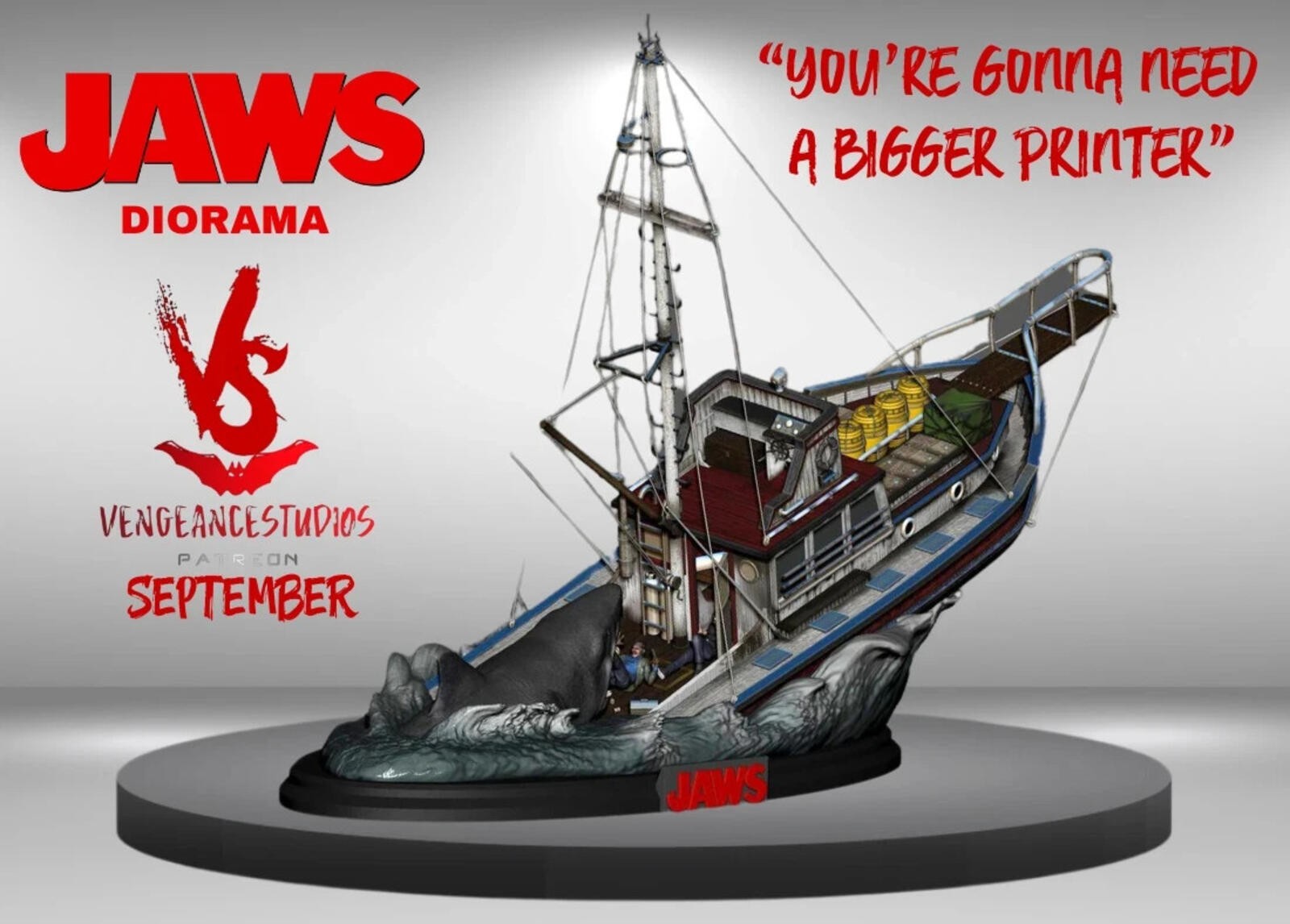 Jaws Diorama Resin Kit  1/40 Scale Orca Bruce Quint Brody  80-Piece Display Set
