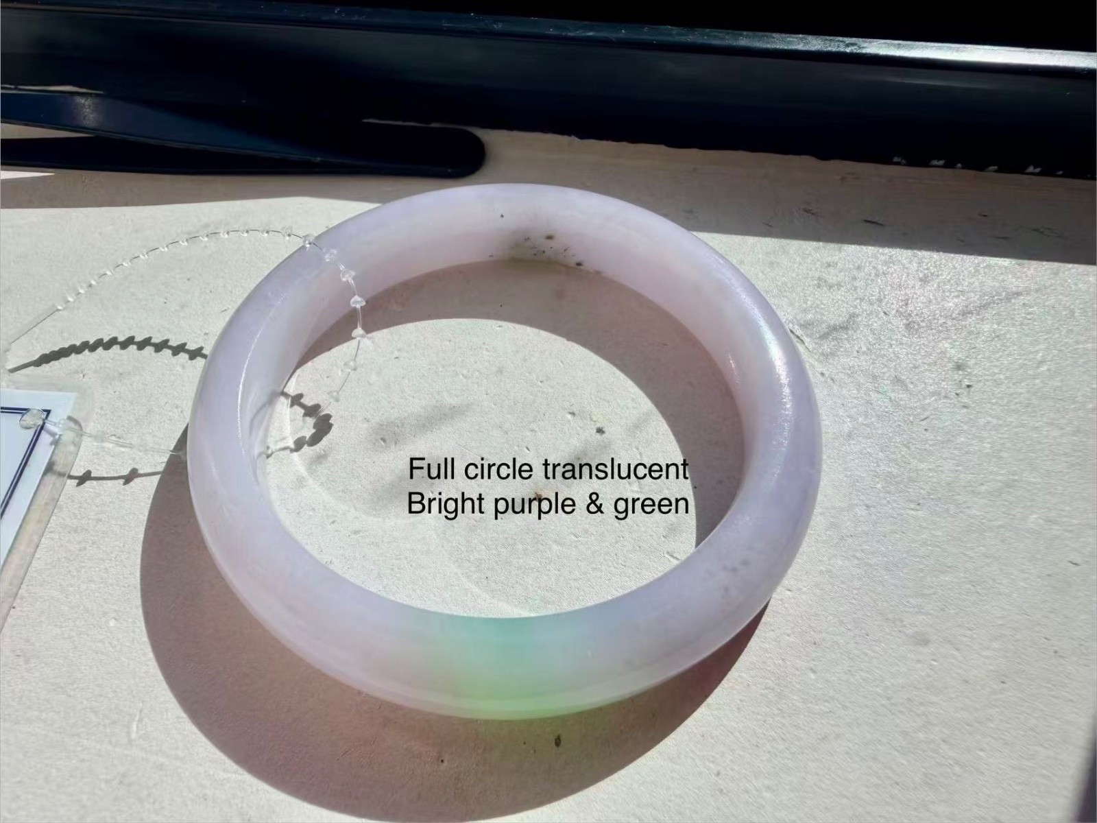jadeite Burma Bangle 56.3 purple green translucent Type A Burmese jade