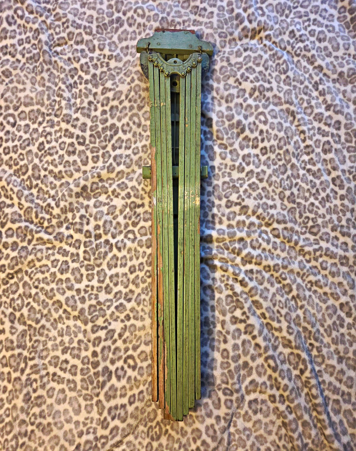 Vintage Wood Wall-Mounted Indoor Clothesline Foldable Adjustable Green/Brown