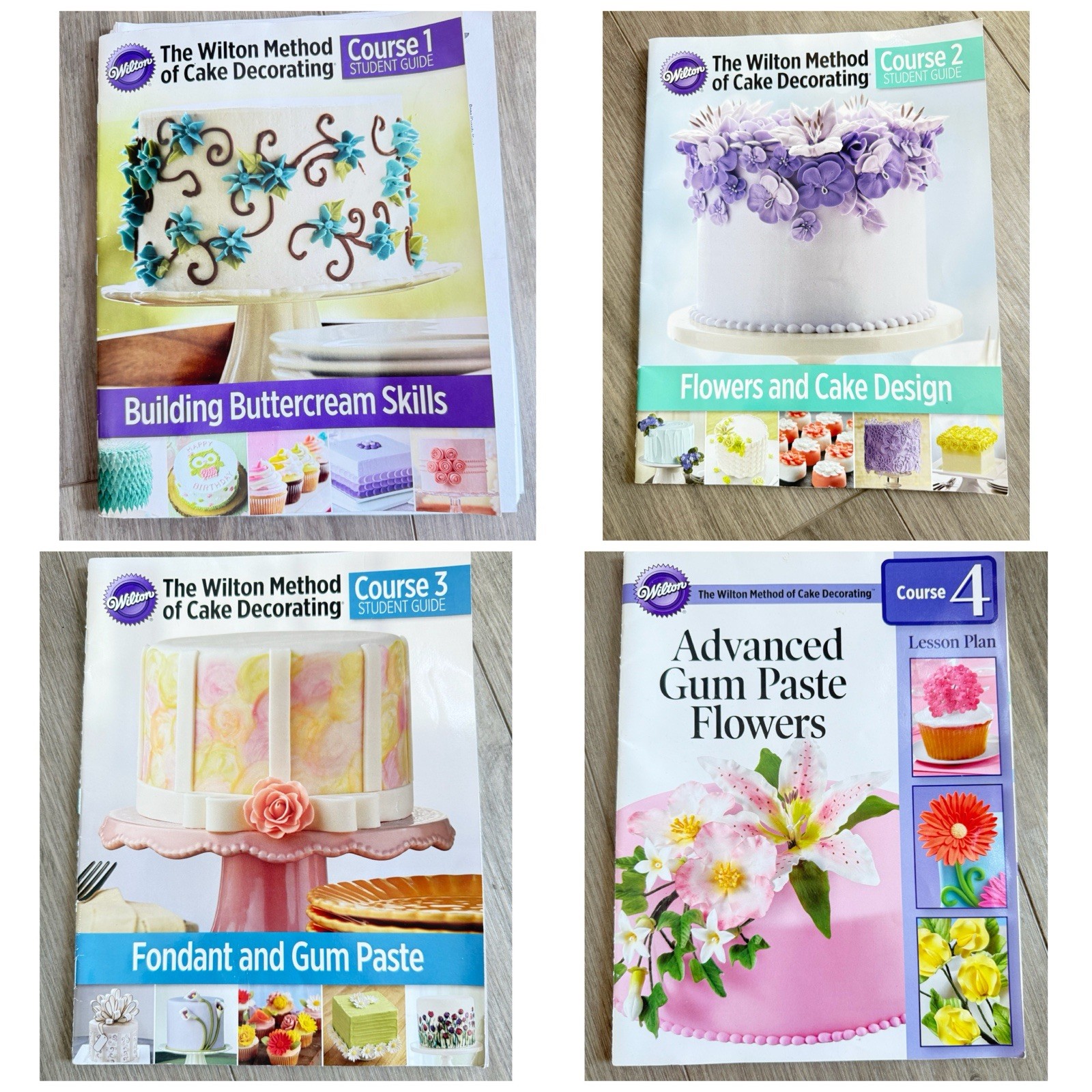 4 Books-Wilton Method Of Cake Decorating Course 1,2,3 & 4 Fondant/Gum Paste Lot