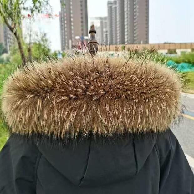 Unisex Real Real Raccoon Fur Collar Scarf Warm Hood Trim For Jacket Coat Collar