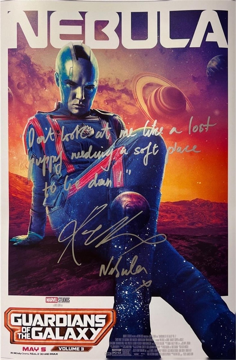 Karen Gillan Signed Guardians Vol 3 Nebula 17x28 Poster COA