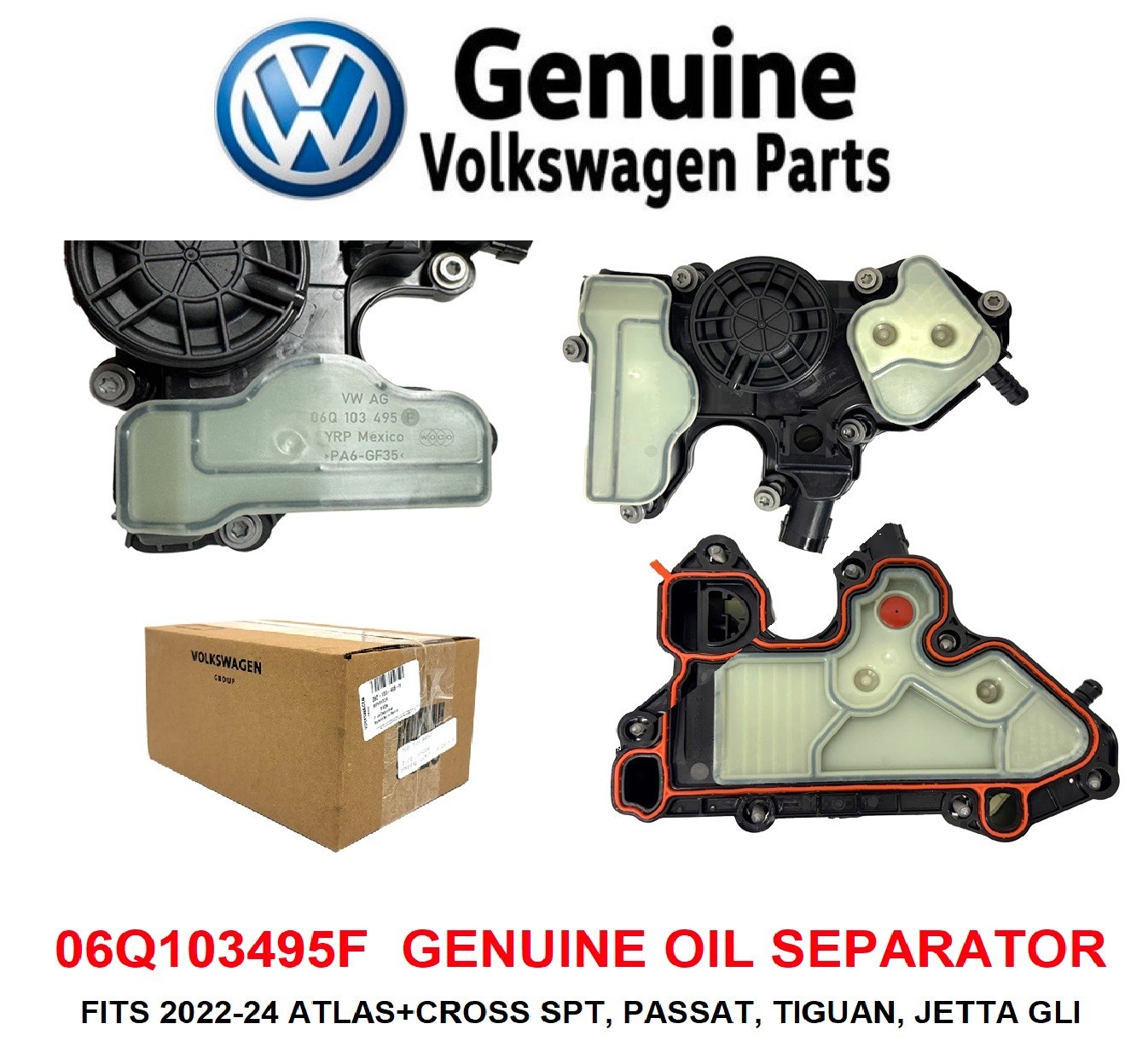 Volkswagen Oil Separator 06Q103495F, 2022-24 ATLAS, PASSAT, TIGUAN, GLI  GENUINE