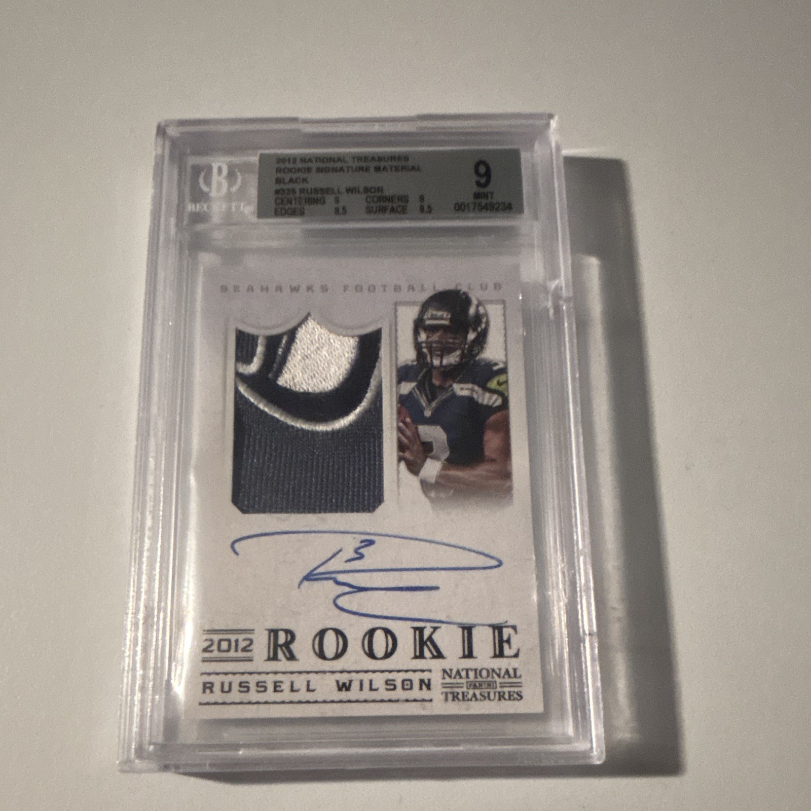 Panini 2012 Natl Treasures RSM Russell Wilson RC Auto Patch Black /25 BGS 9 Panini 2012 Natl Treasures RSM Russell Wilson RC Auto Patch Black /25 BGS 9