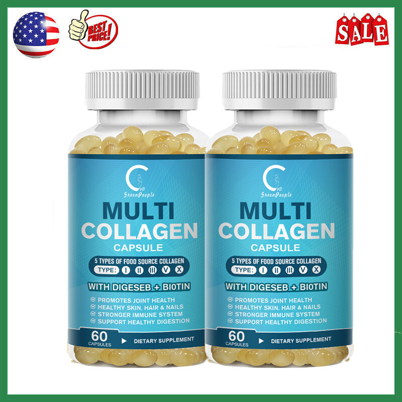 2x Multi Collagen 2000mg Anti-Aging - Contains Types I, II, III, V and X Collage
