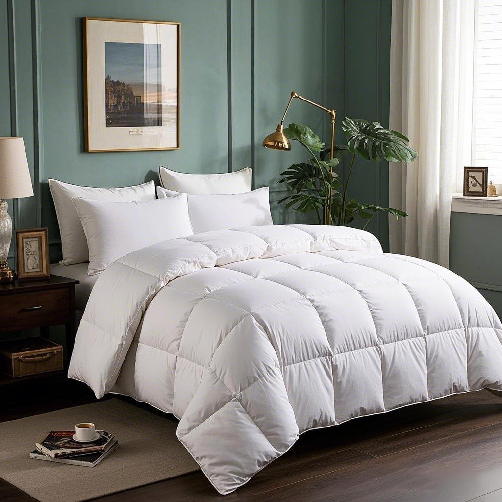 Serta Goose Feather & Down Fiber Comforter King Size 108x98 White All Season New
