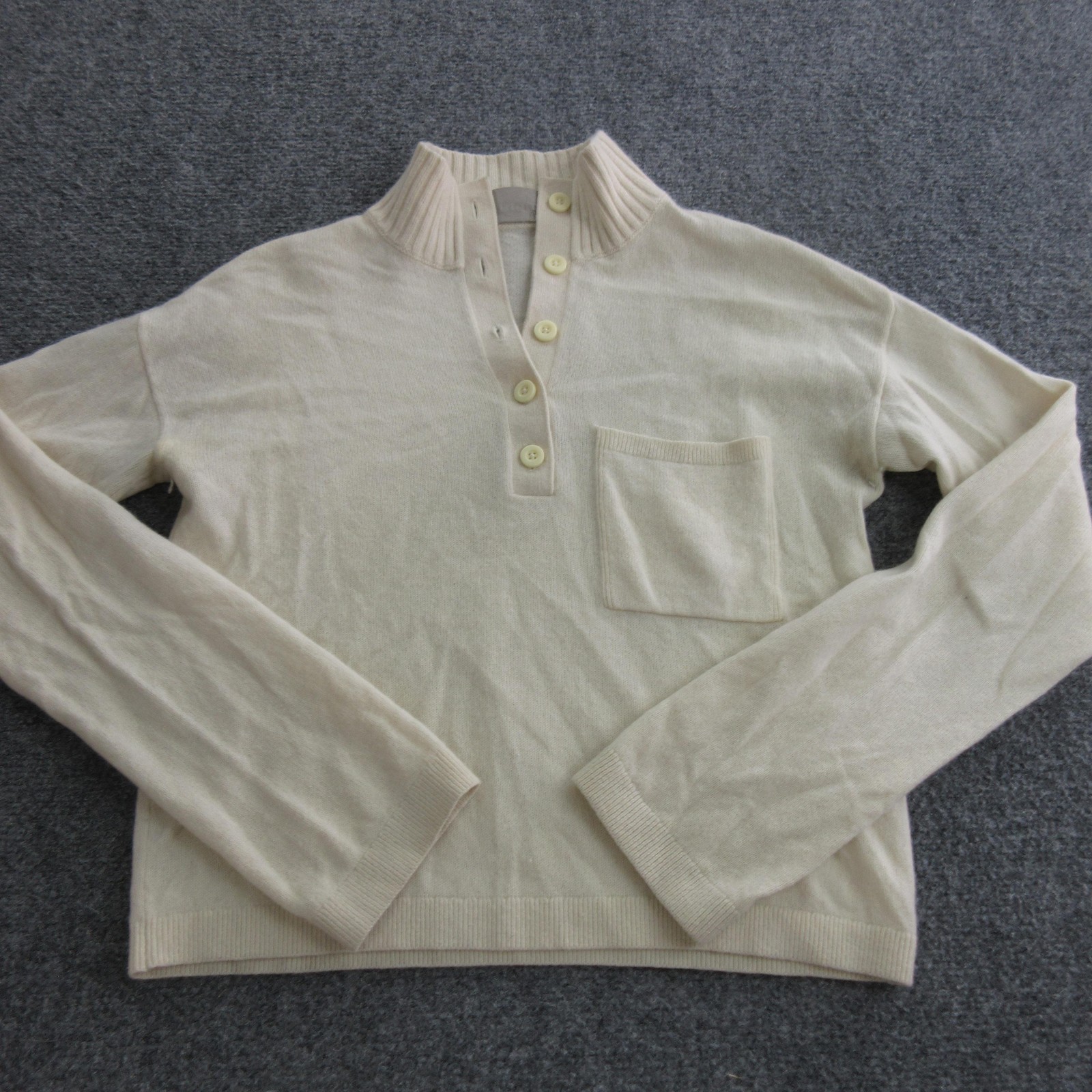 Everlane Sweater Henley Womens XS White 100% Cashmere Mock Neck Knit Pullover