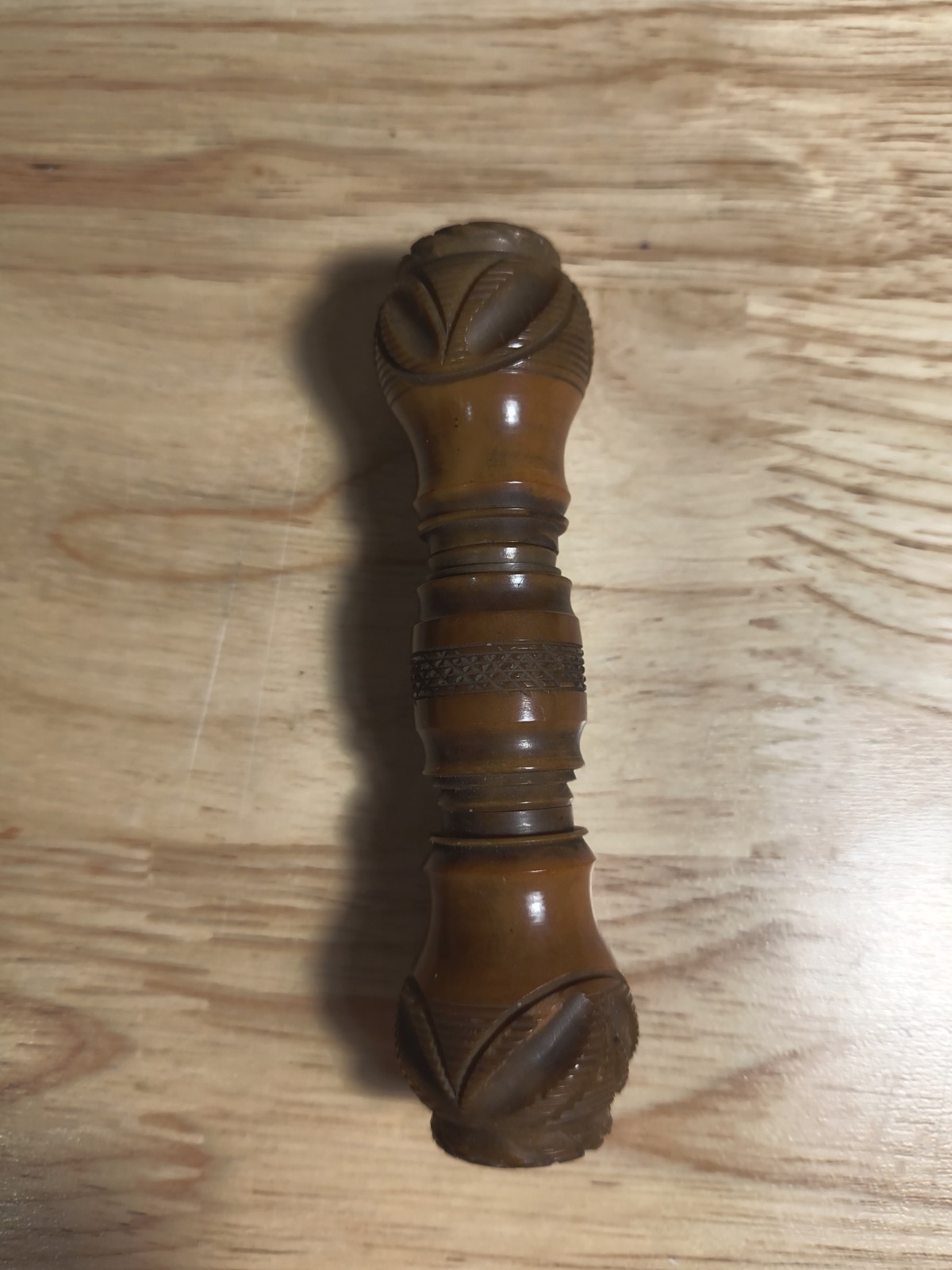 Antique Victorian Carved Coquilla Nut Needle Case 1870s Antique Victorian Carved Coquilla Nut Needle Case 1870s