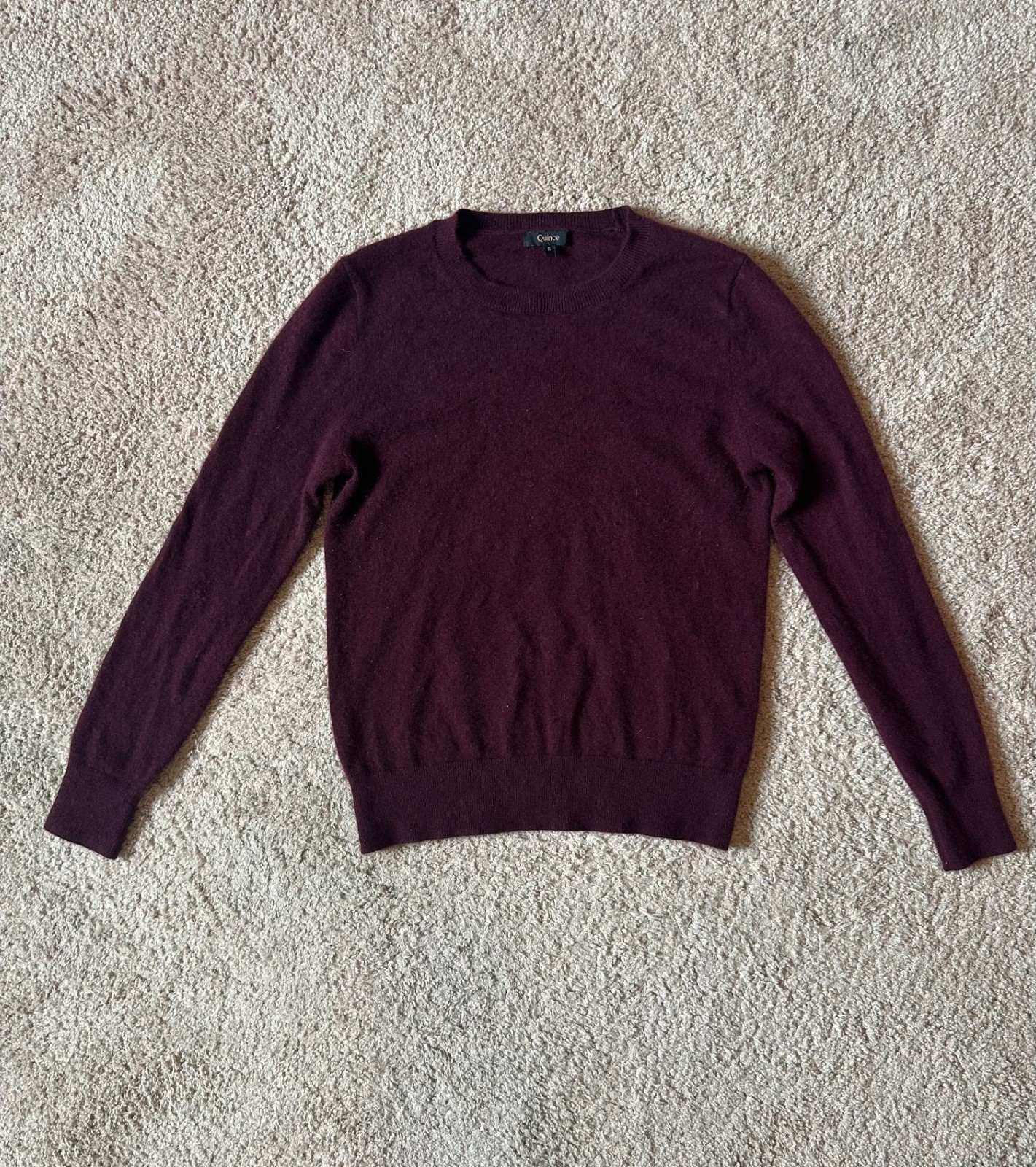 Quince Super Luxe 100% Baby Cashmere Crewneck Sweater Burgundy S