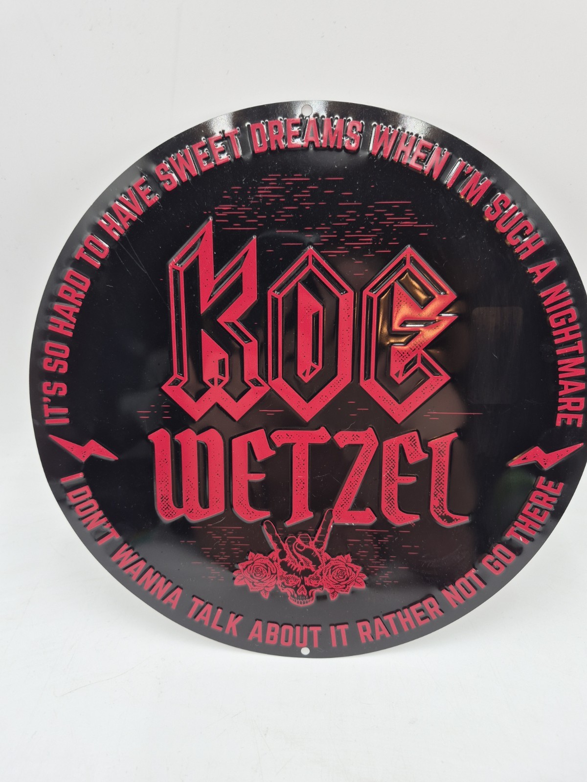 Rare KOE WETZEL Black & Red Metal Sign 12\