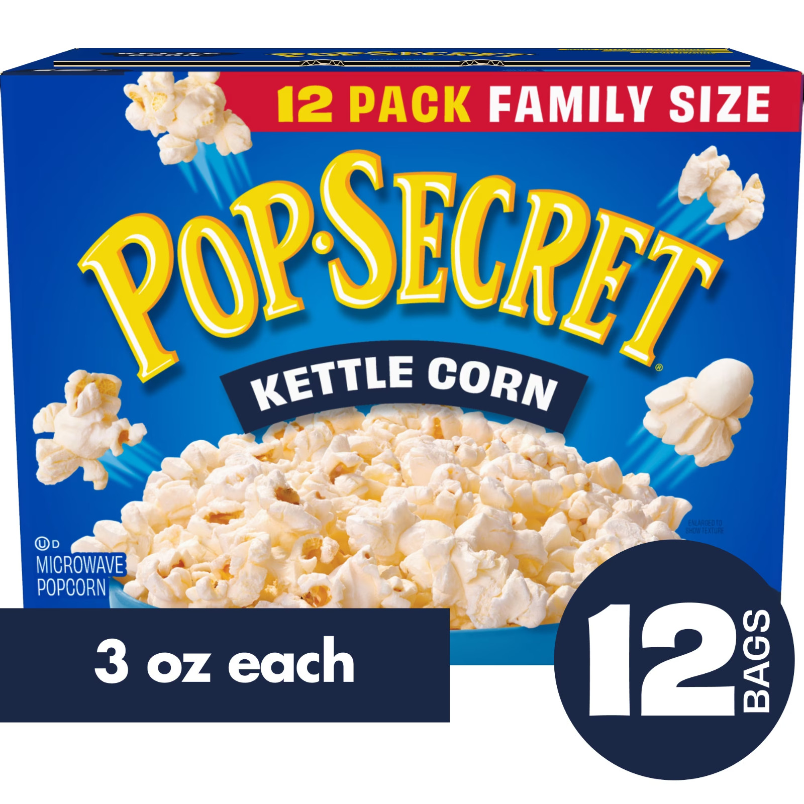 Pop Secret Popcorn, Kettle Corn Microwave Popcorn, 3 oz Sharing Bags, 12 Ct..