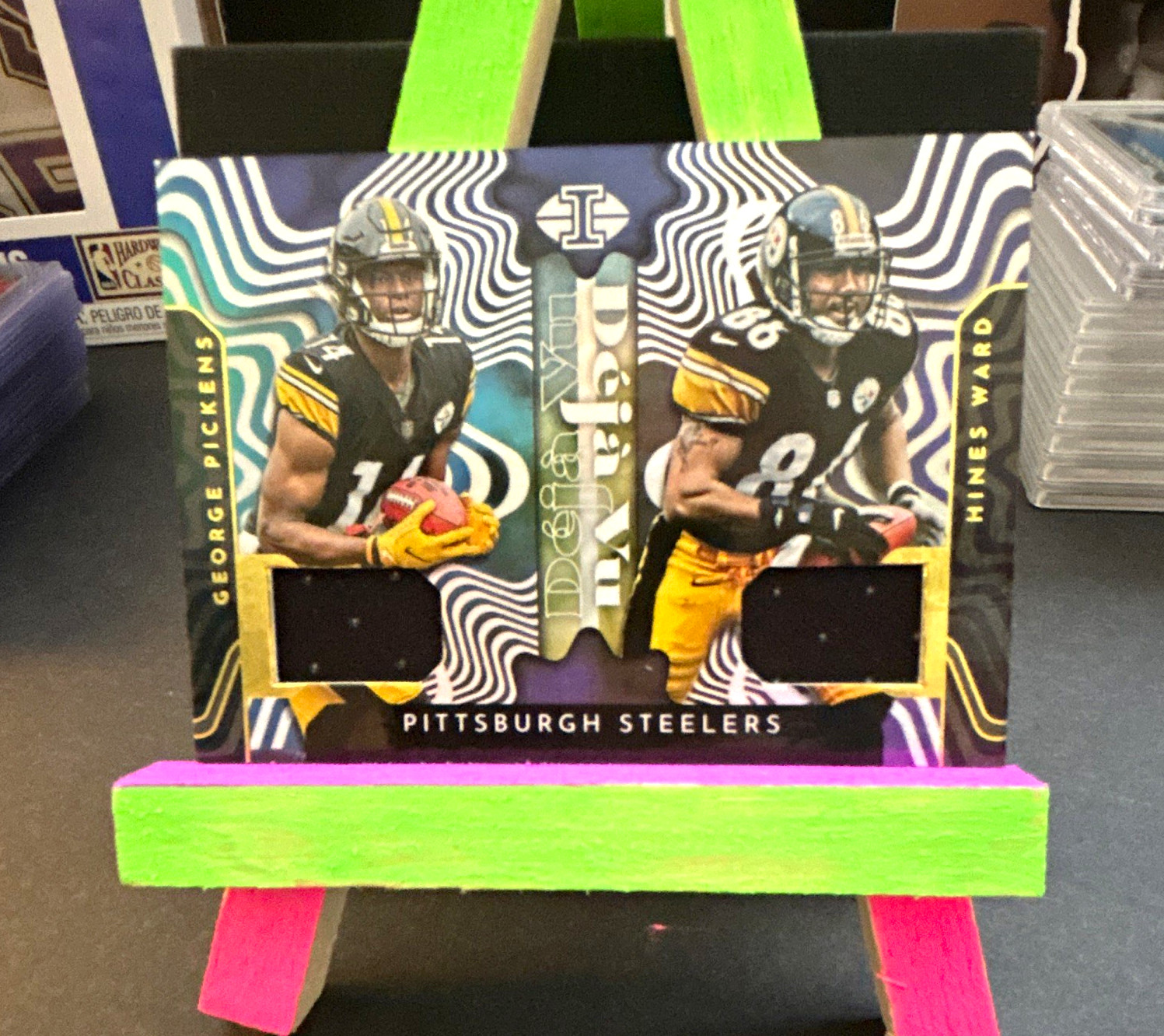 Panini 2022 Illusions Déjà Vu DV-PI Pickens/Hines Ward Steelers RC MEM