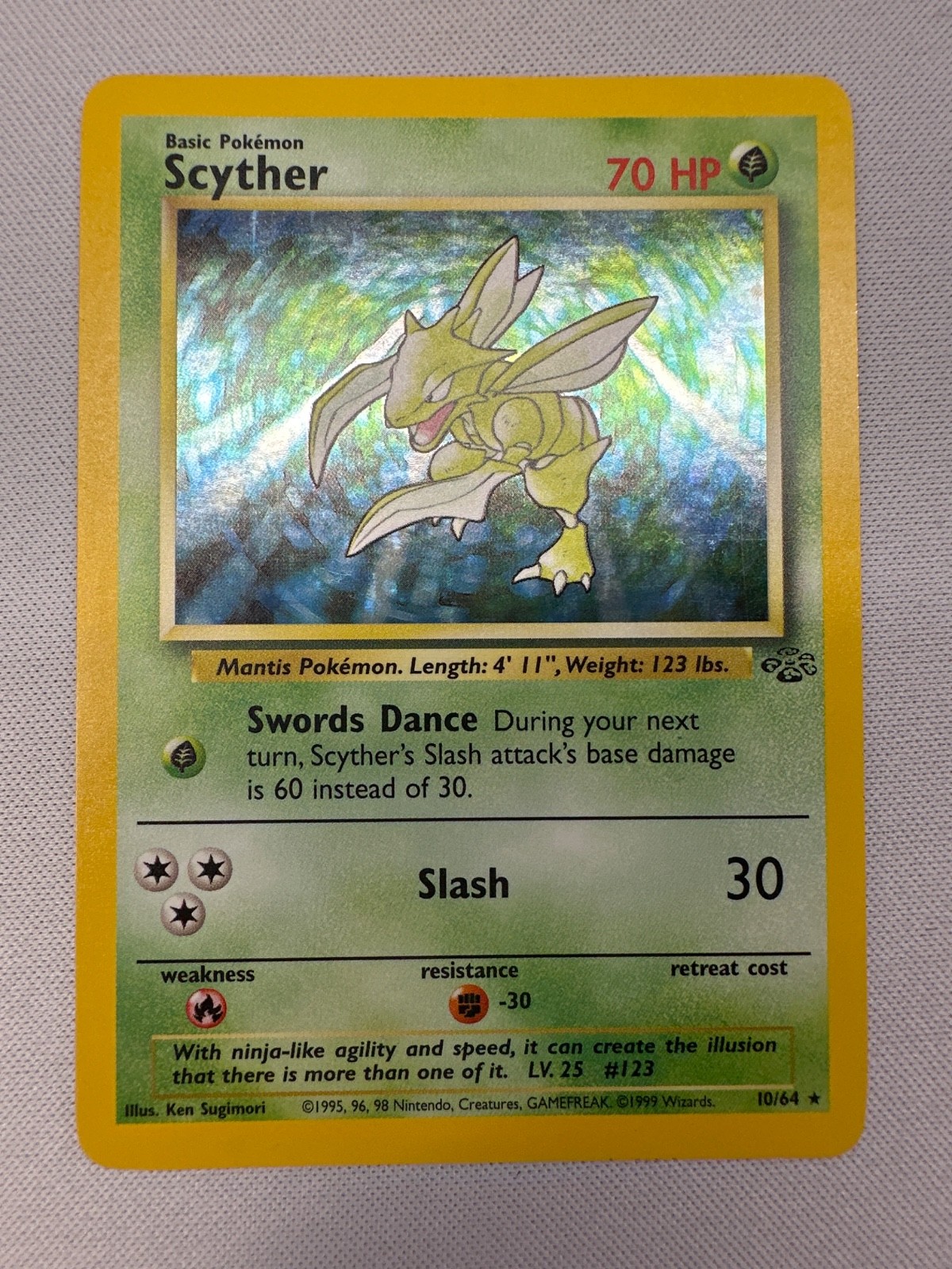 MP+ Pokémon TCG Scyther Jungle 10/64 Holo Unlimited Holo Rare