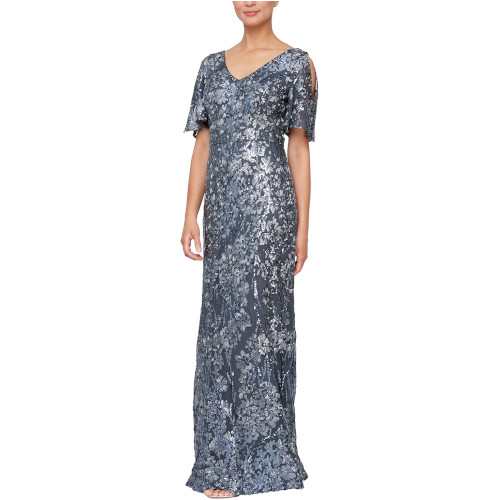 Alex Evenings Women\'s Long  Sequin Dress, Charcoal, US 12