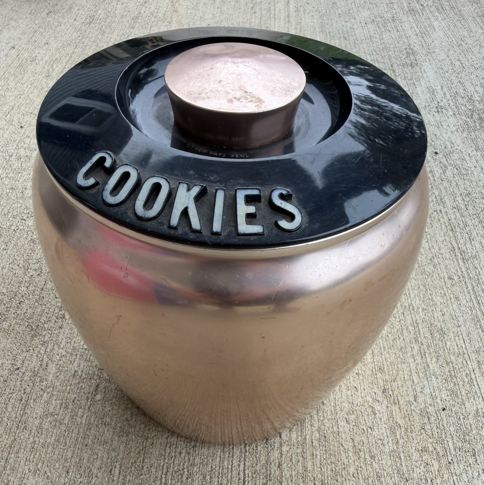 Vintage MCM Kromex  Copper/Pink Tone Aluminum Cookie Canister