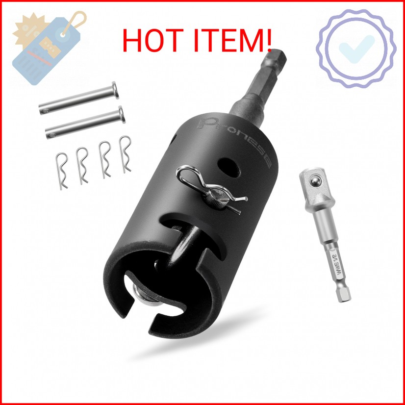 Pronese 1 Inch Trailer Jack Drill Adapter with Two 1/2 Inch Socket Adapter Bit，H