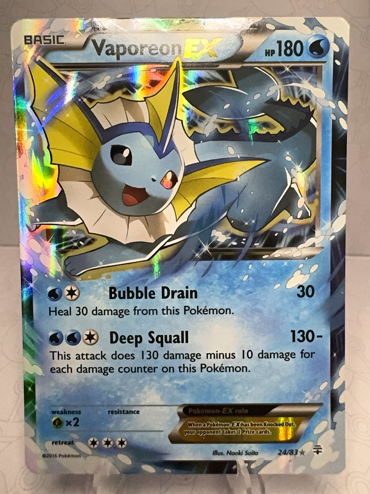 Vaporeon EX - 24/83 - Generations Holo Ultra Rare EN Pokemon TCG Age 6+ 2016 Vaporeon EX - 24/83 - Generations Holo Ultra Rare EN Pokemon TCG Age 6+ 2016