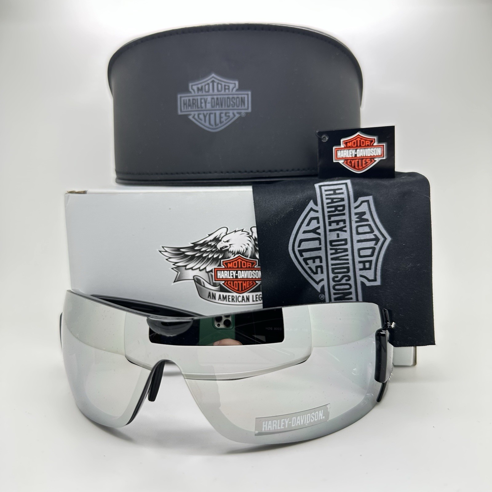 NEW Harley-Davidson Riding Sunglasses Black Silver Mirror HDS 8003 AUTHENTIC