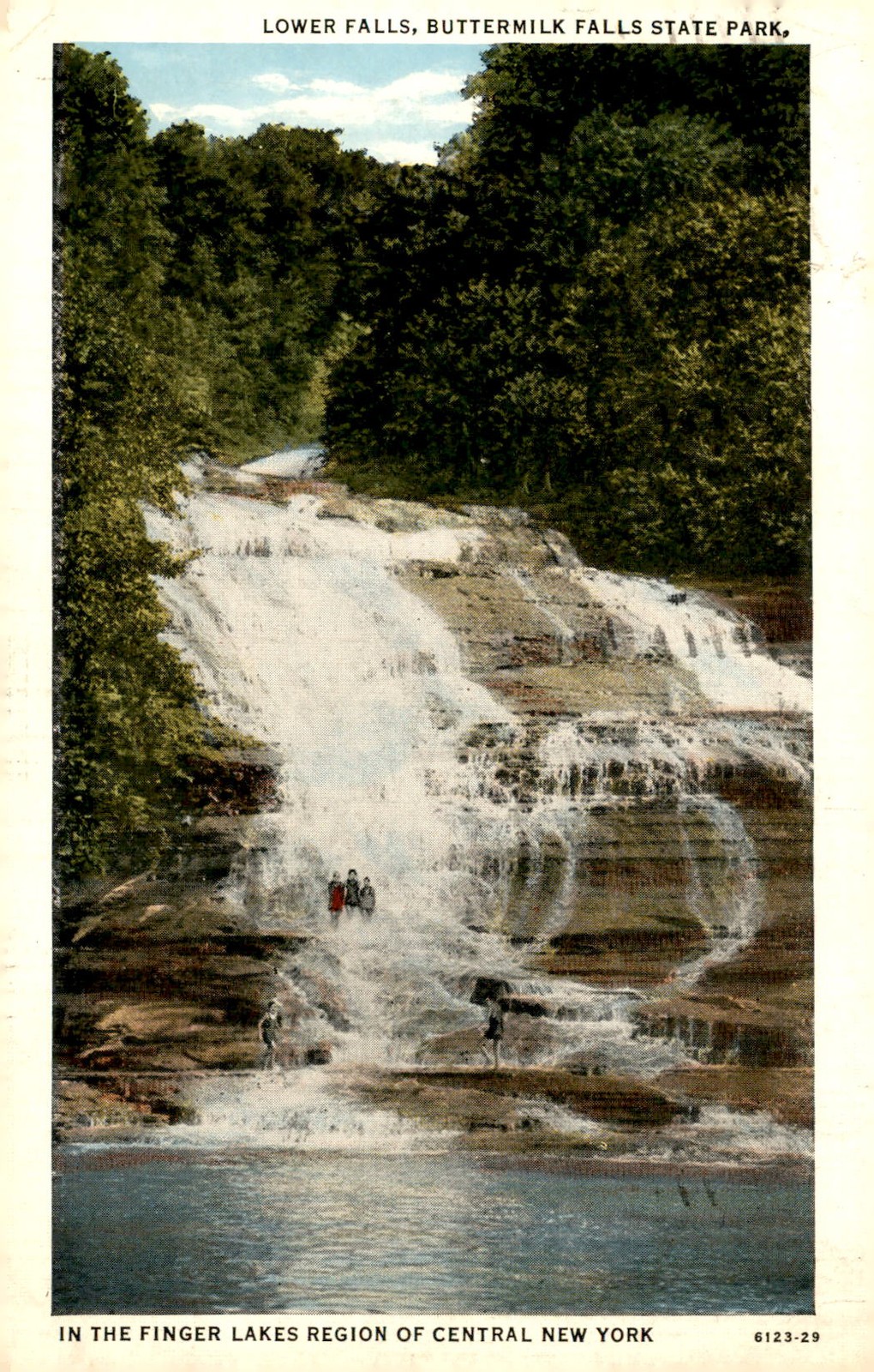Buttermilk Falls State Park, Lower Falls, 1939 Postcard
