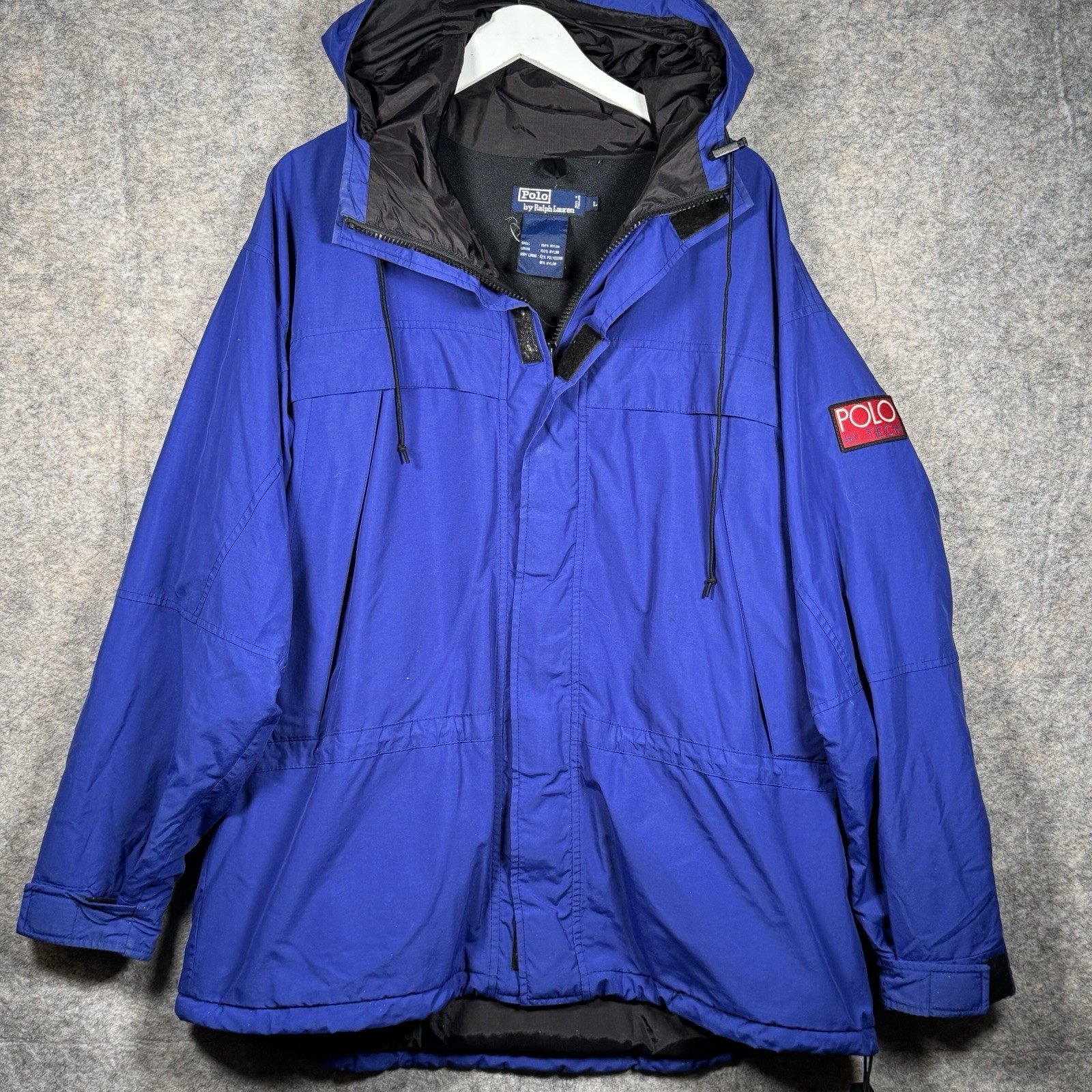 Vintage Polo By Ralph Lauren Nylon Hi Tech Jacket Full Zip Hooded Mens SIze L