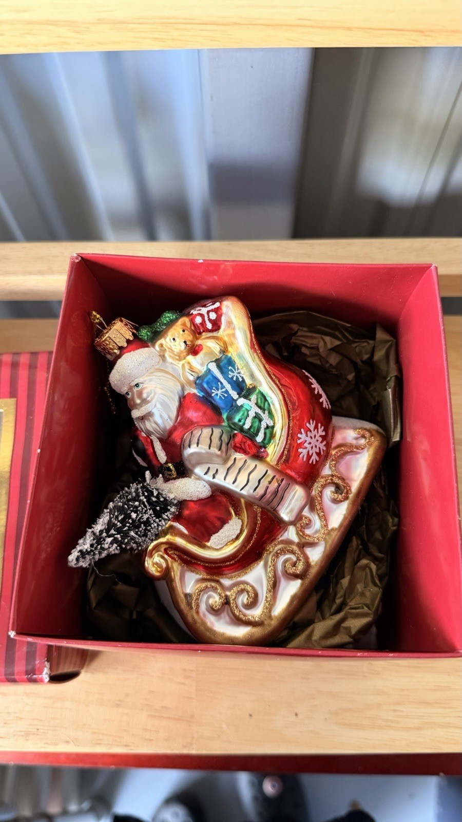Vintage Waterford Holiday Heirlooms Santa Sleigh Christmas Ornament Original Box Vintage Waterford Holiday Heirlooms Santa Sleigh Christmas Ornament Original Box