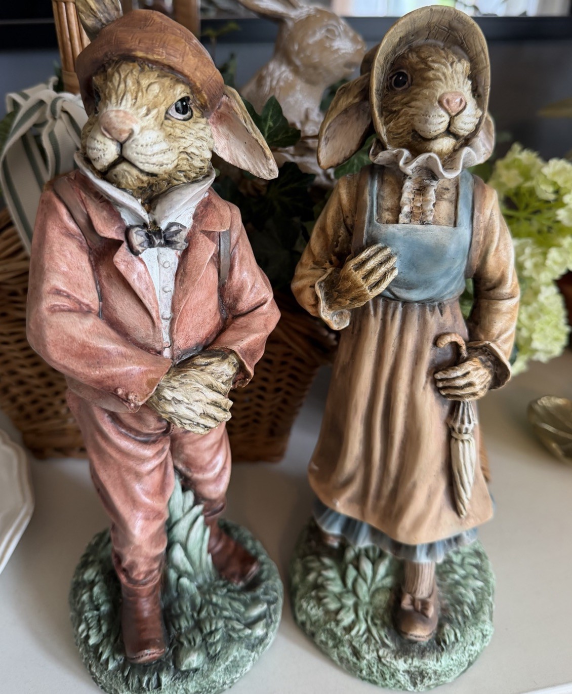 Vintage Henri Chrisdon Mr And Mrs Rabbit With Baskets Vintage Henri Chrisdon Mr And Mrs Rabbit With Baskets