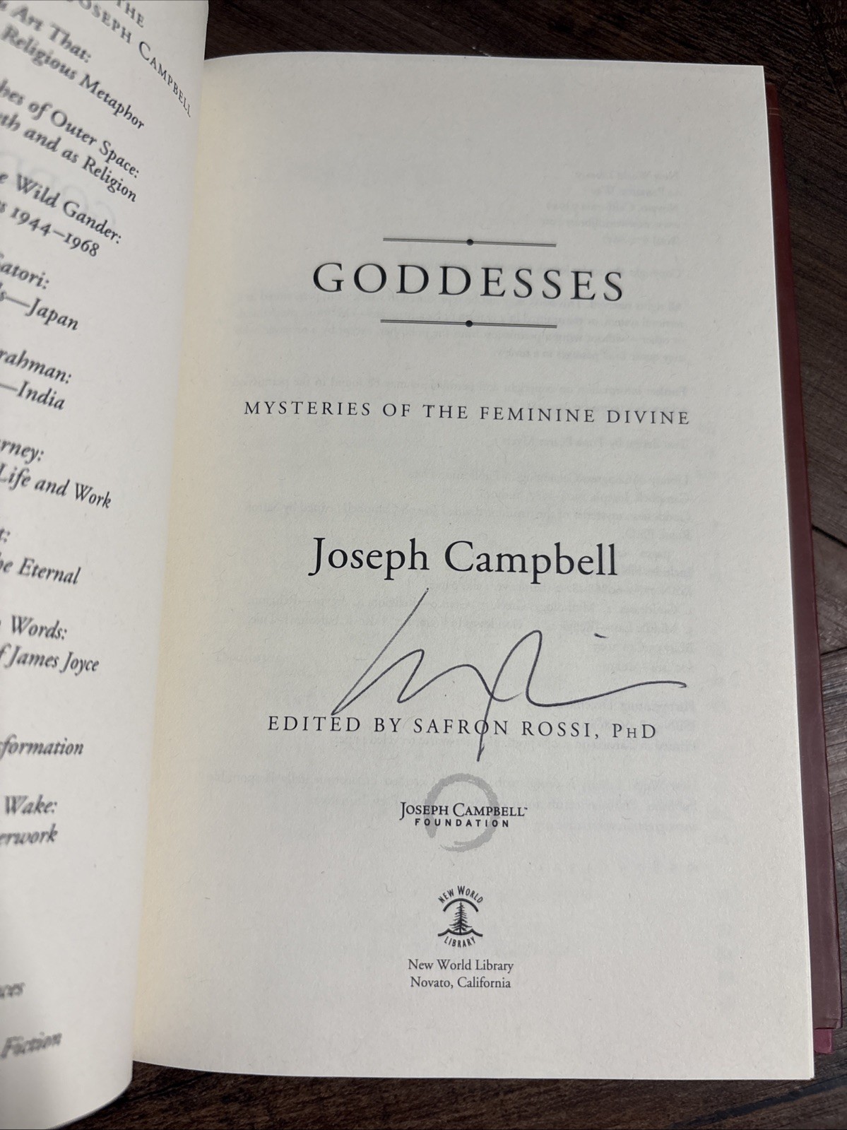 SIGNED 1st Edition Goddesses Mysteries Of The Feminine Divine by Joseph Campbell SIGNED 1st Edition Goddesses Mysteries Of The Feminine Divine by Joseph Campbell