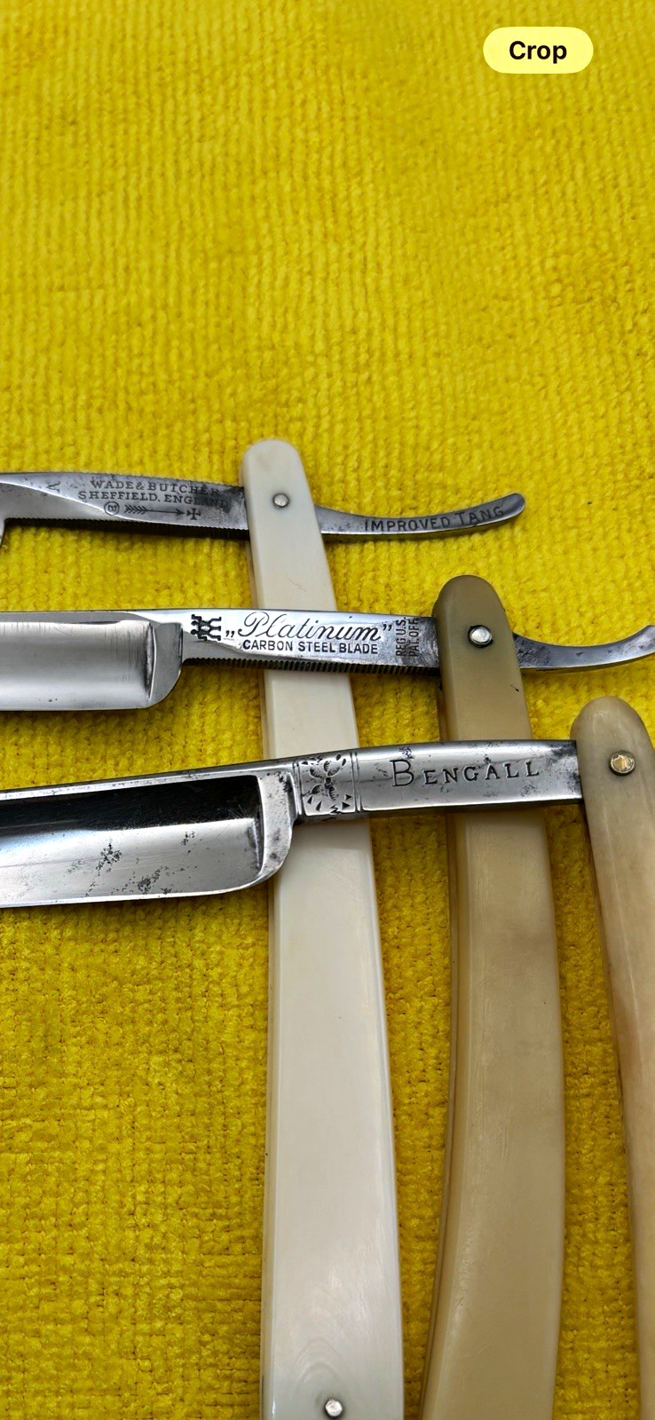 Vintage Straight Razor Lot of 3 Wade & Butcher Bengall Henckels Platinum Germany