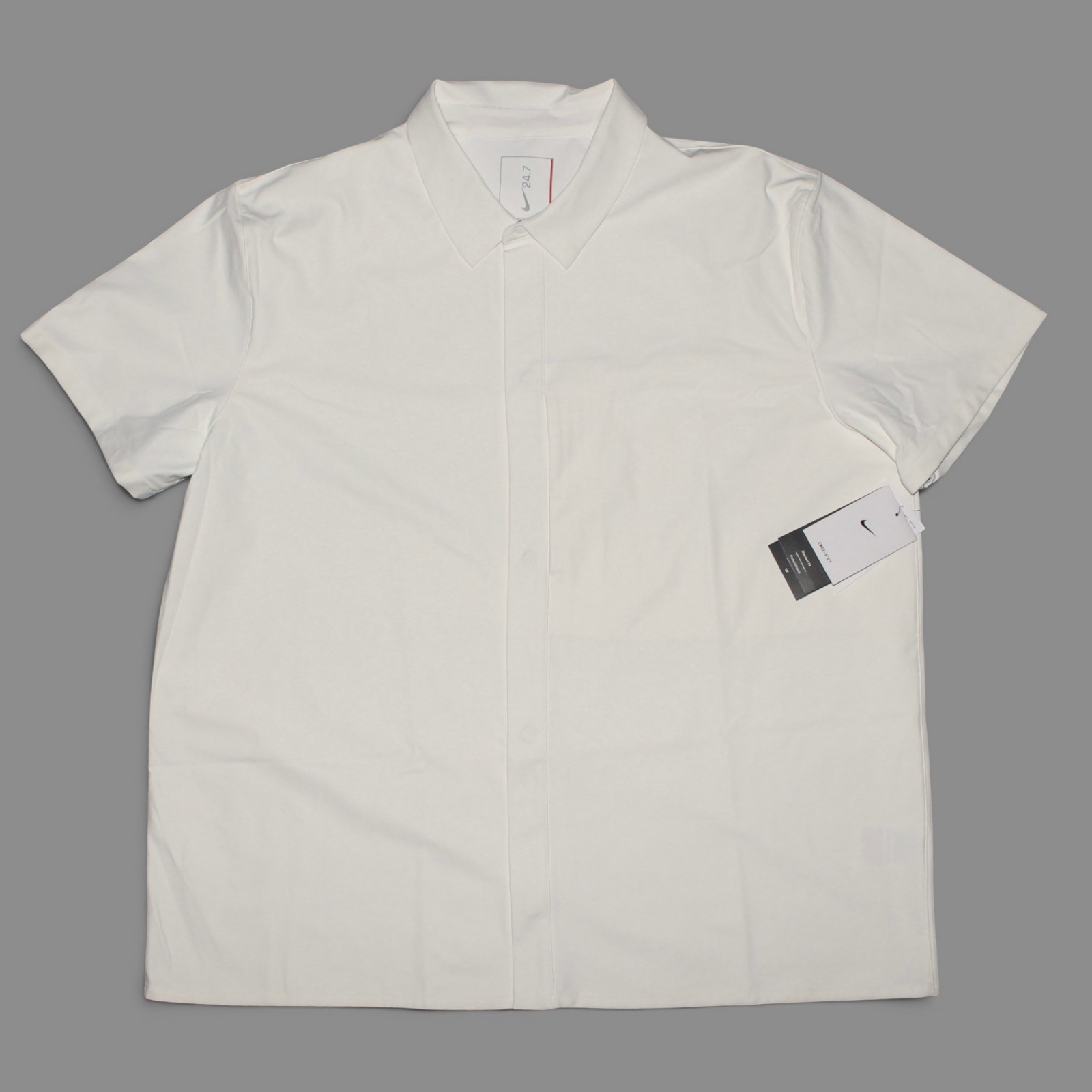 Nike 24.7 PerfectStretch Dri-FIT Snap Button Shirt Mens L Sail HQ6958-133 NWT