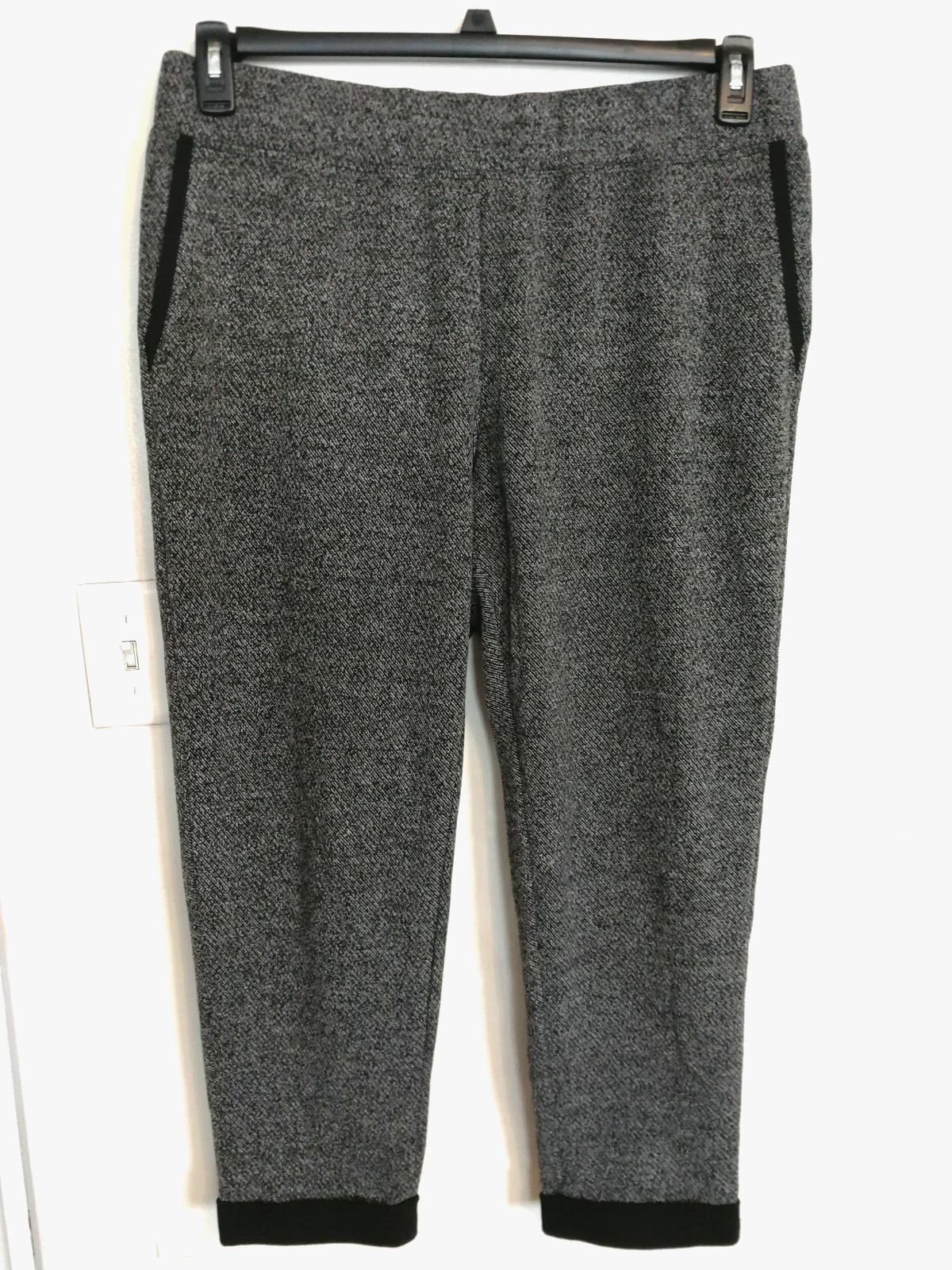 J Jill Fit Womens Pants L Black Gray White Stretch Pull On Elastic Pockets J Jill Fit Womens Pants L Black Gray White Stretch Pull On Elastic Pockets