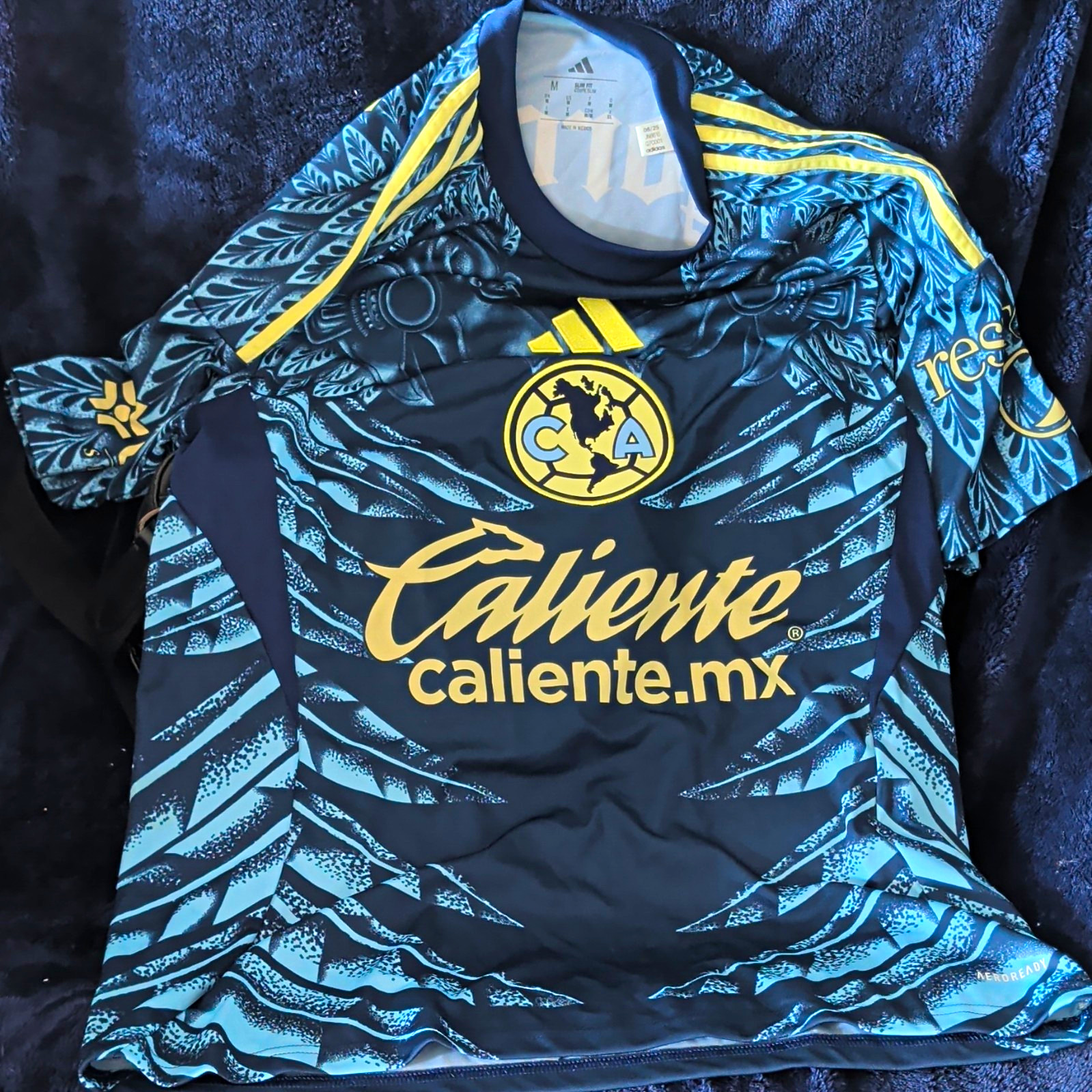 adidas Club America Caliente Short Sleeve Soccer Jersey Men’s M Blue Polyester