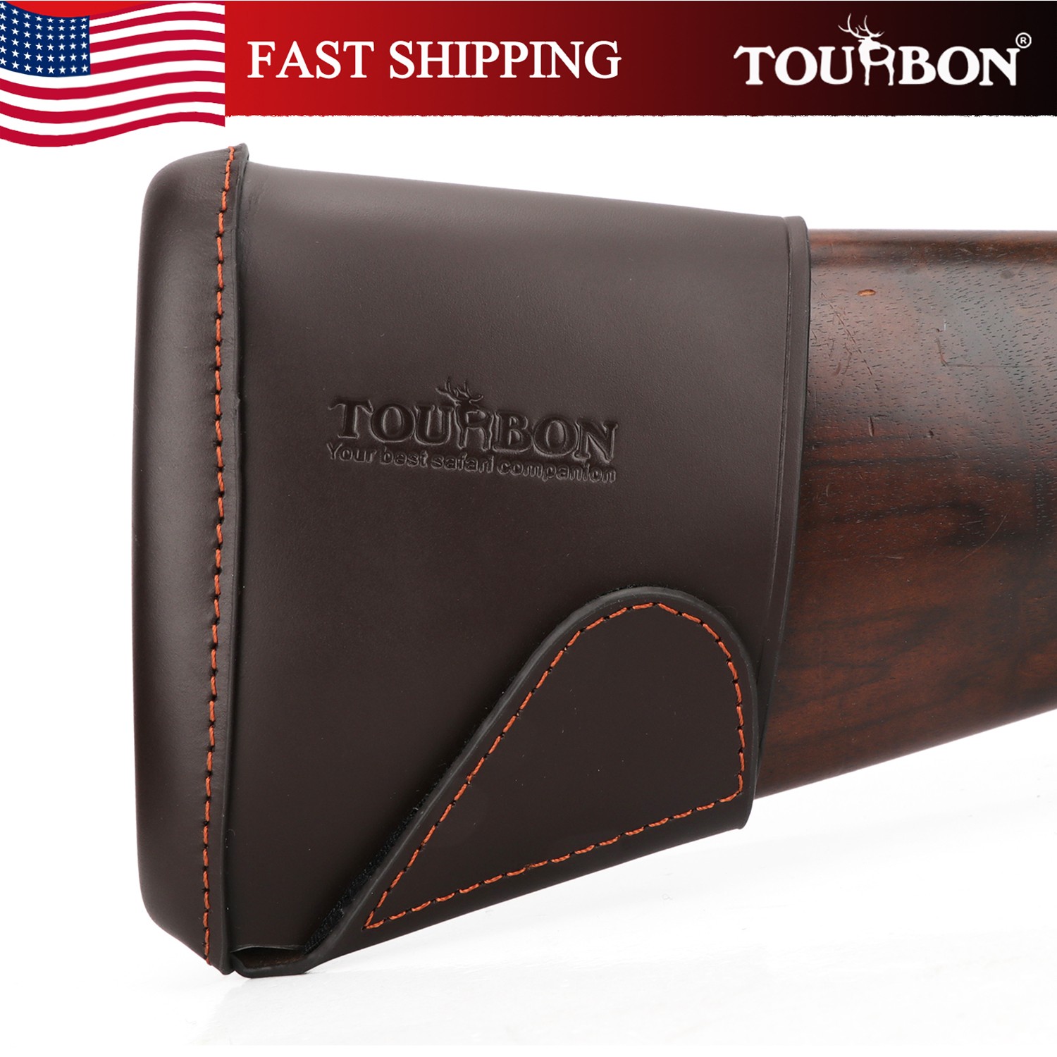 TOURBON Leather Hunting Shotgun Recoil Pad Slip-on Rifle Buttstock Cover in US