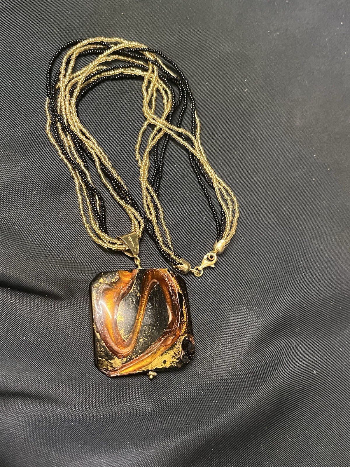 VINTAGE 14K YELLOW GOLD MURANO GLASS PENDANT NECKLACE ITALY LLI 18.25” SIGNED VINTAGE 14K YELLOW GOLD MURANO GLASS PENDANT NECKLACE ITALY LLI 18.25” SIGNED