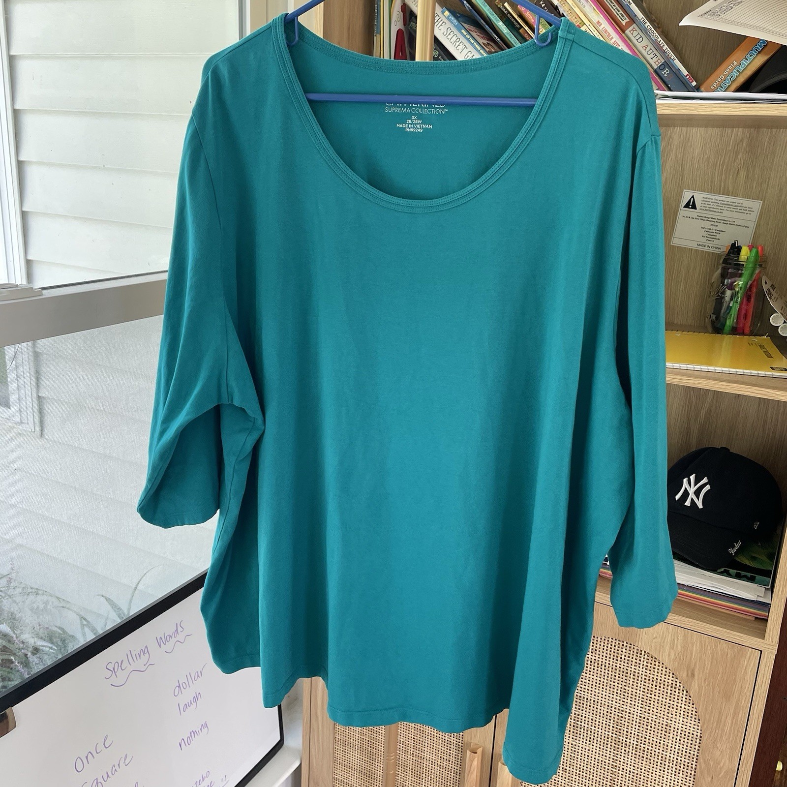 Catherines Suprema Collection Top Womens 3X Teal 26W/28W Scoop Neck
