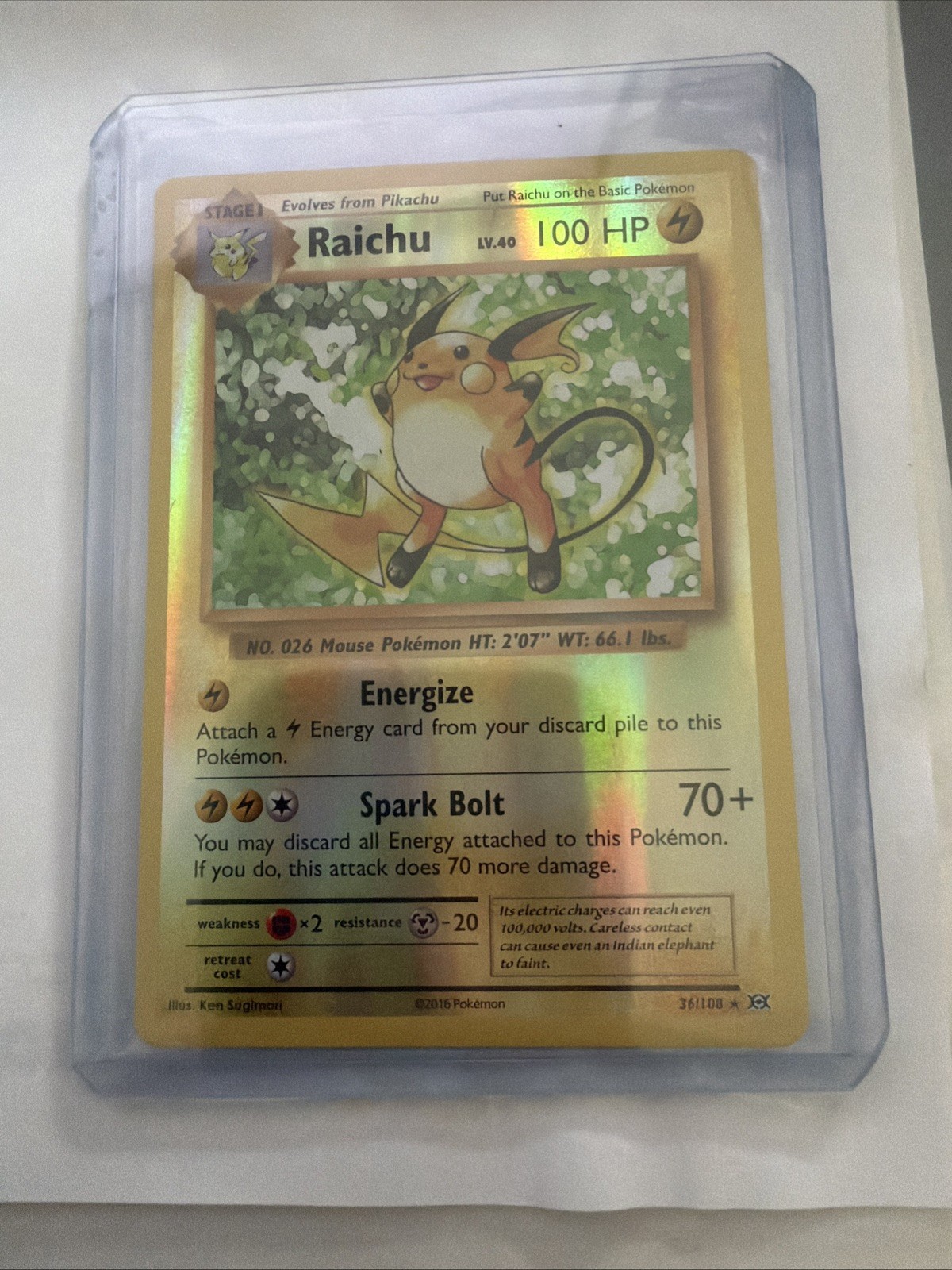 Pokémon TCG Raichu 36/108 Evolutions Reverse Holo Rare English 100HP