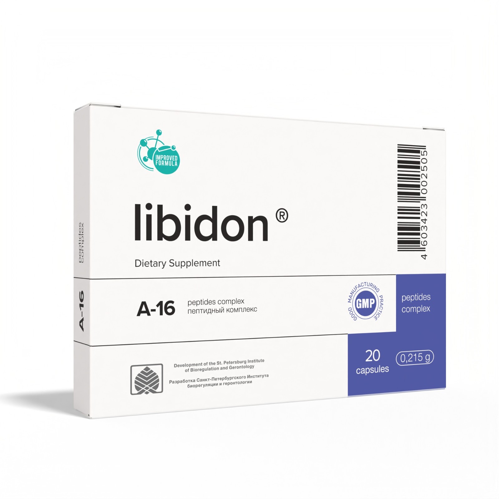 Libidon A-16 Natural Khavinson Prostate Peptide Bioregulator 20 Capsules